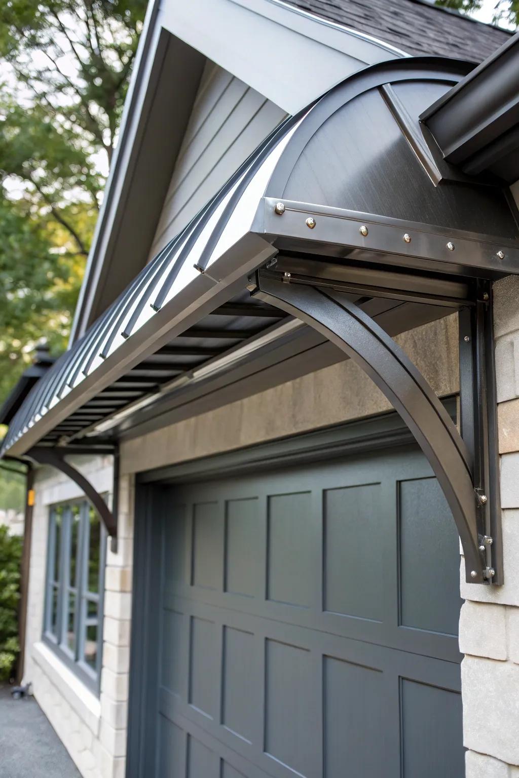 Elevate your garage's style with sleek metal craftsmanship. #MetallicModernity