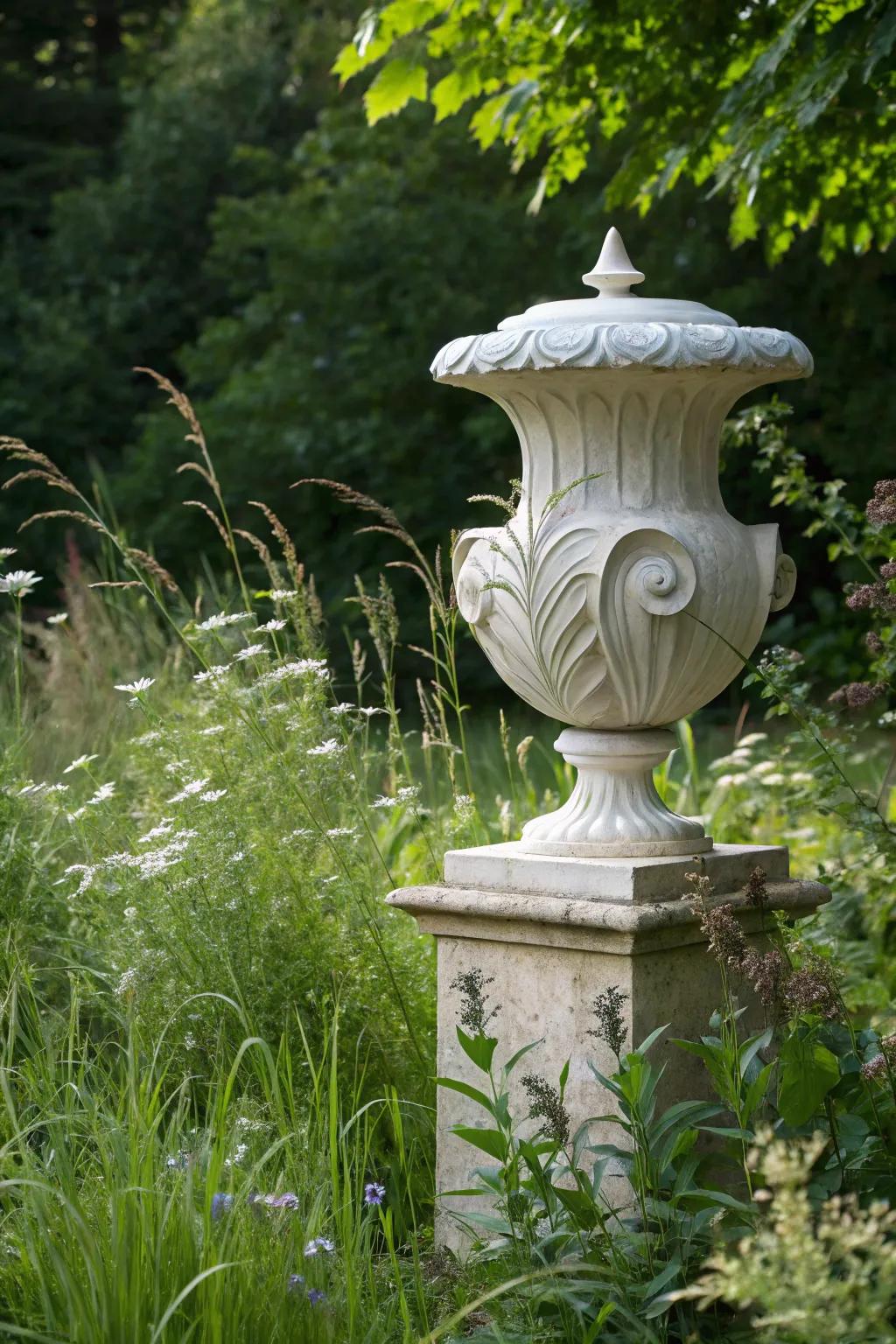 Elevate your garden's charm with a captivating sculpture that seamlessly blends with nature.