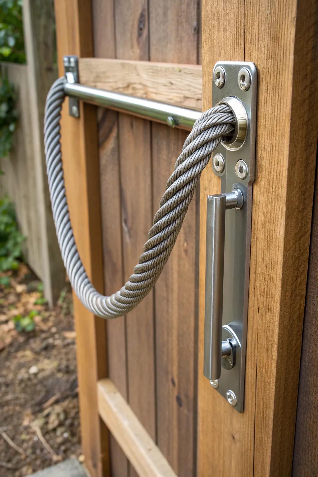 Elevate your gate with a sleek cable pull for that perfect blend of modern style and functionality.