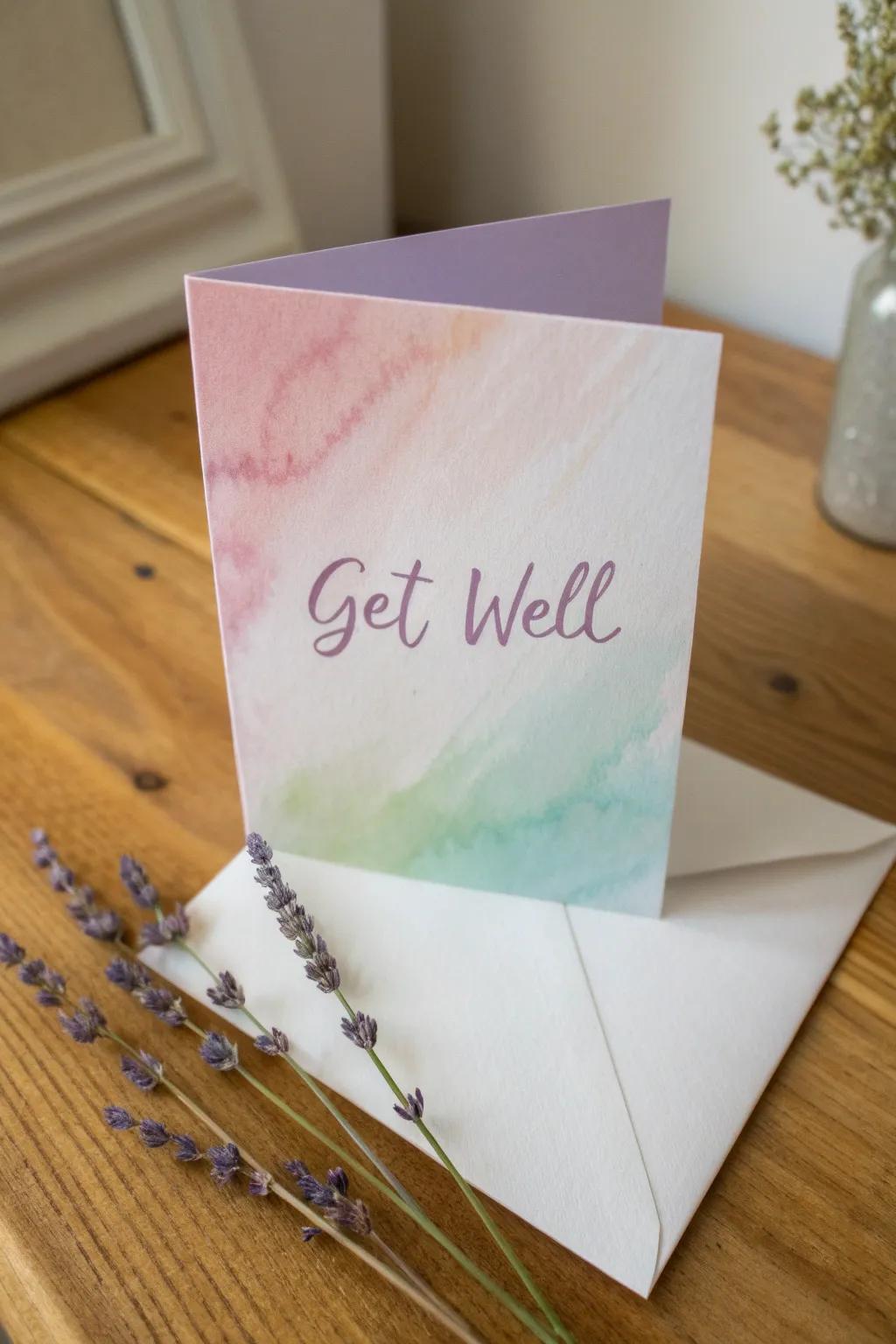 Embrace simplicity and warmth with a handcrafted watercolor get well card.