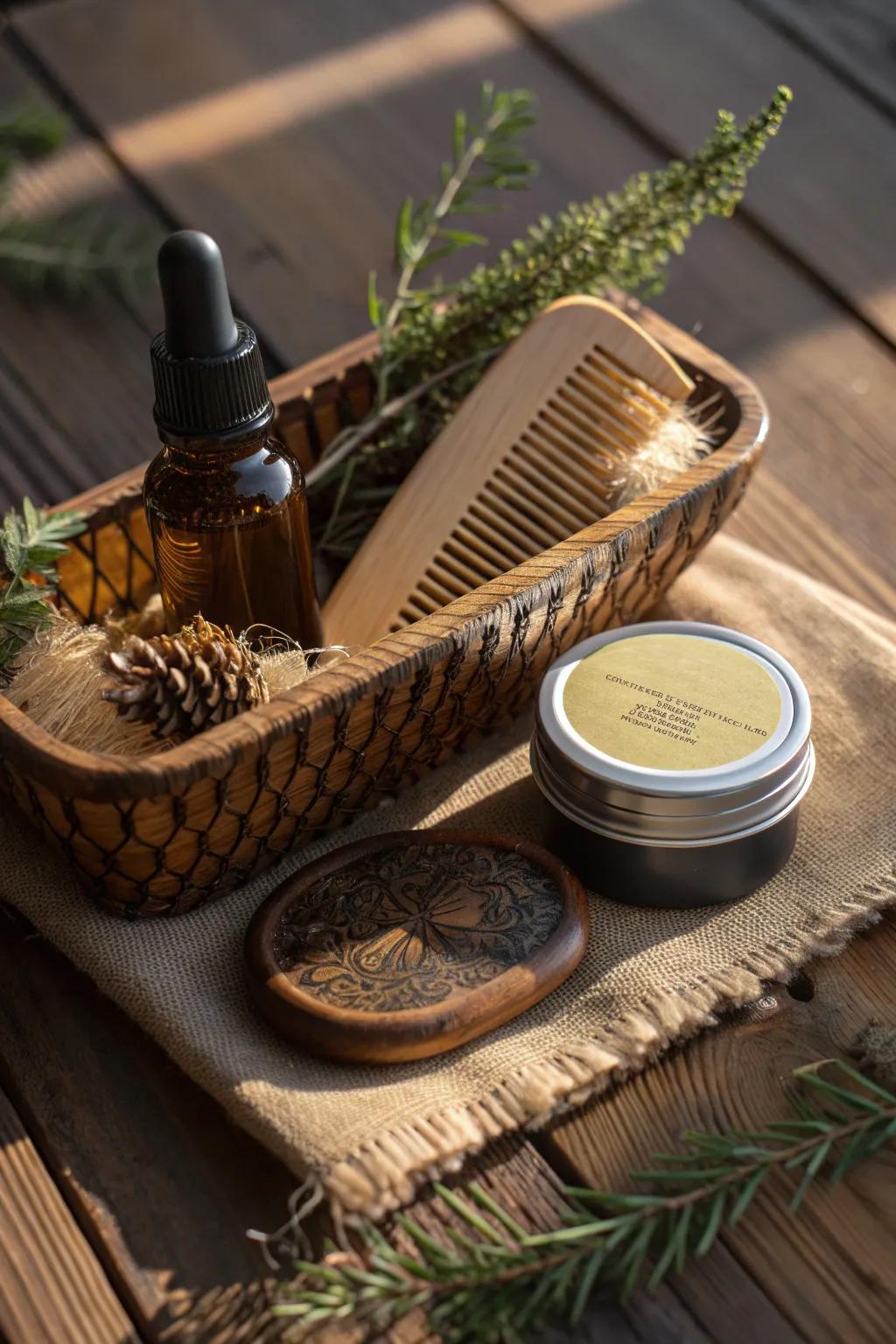 Elevate Dad's grooming routine with a handcrafted beard grooming kit that speaks to his style and sophistication.