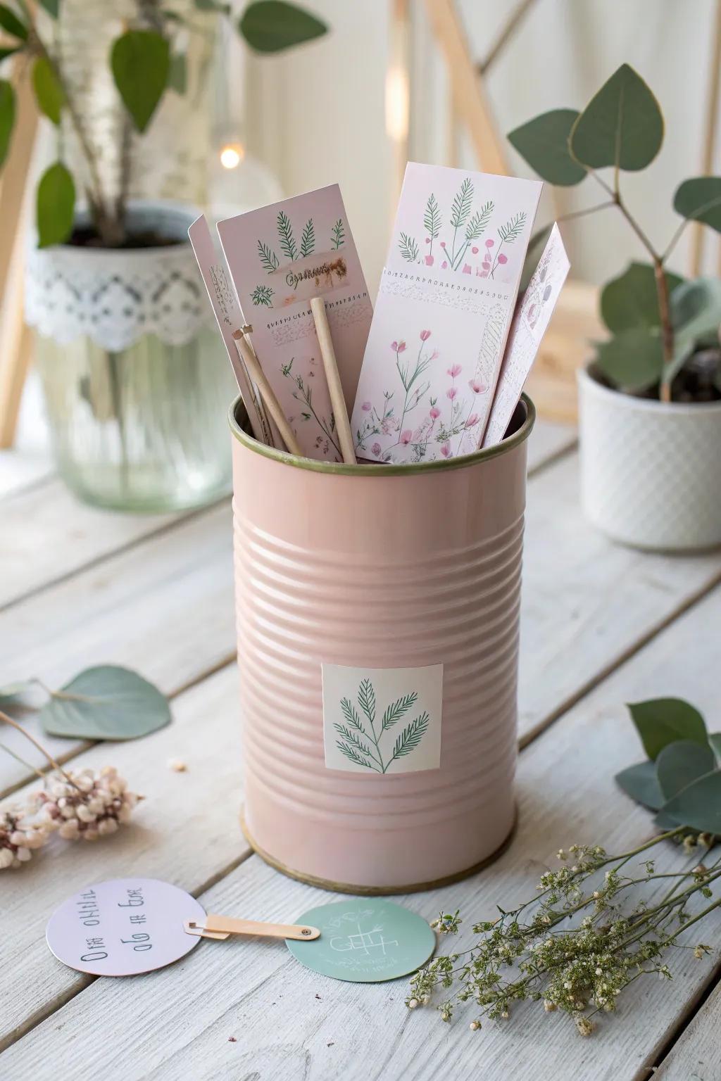 Transform a simple tin can into a charming gift card bouquet — eco-friendly elegance at its finest.