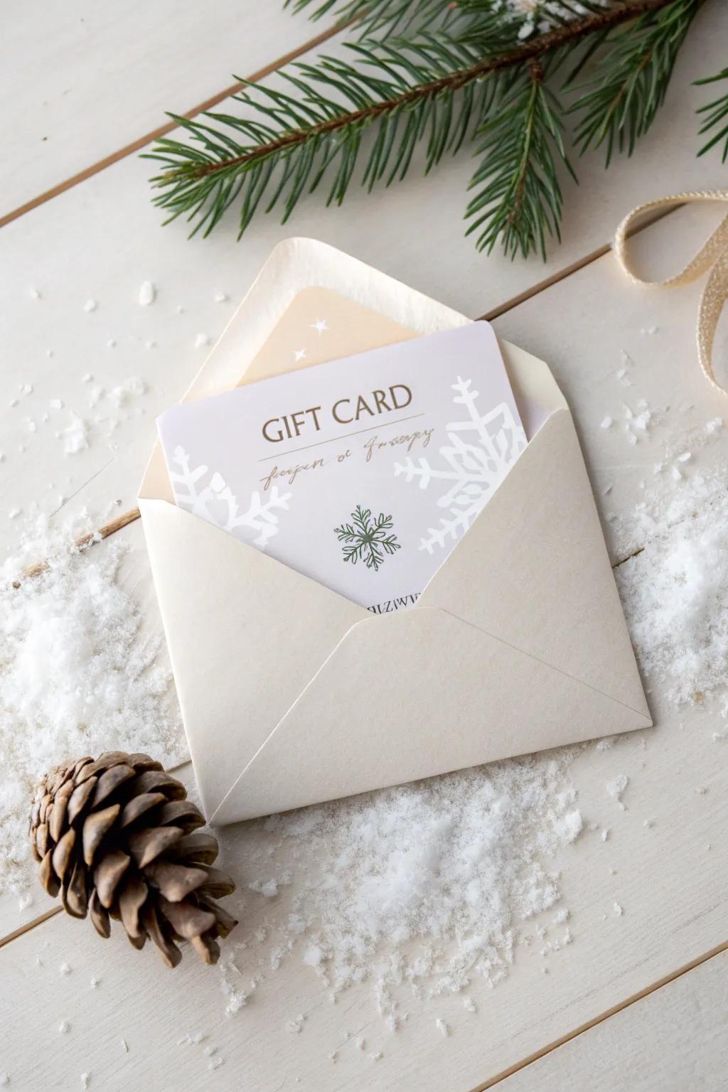 Embrace the season with a touch of natural elegance in your gift card presentation.