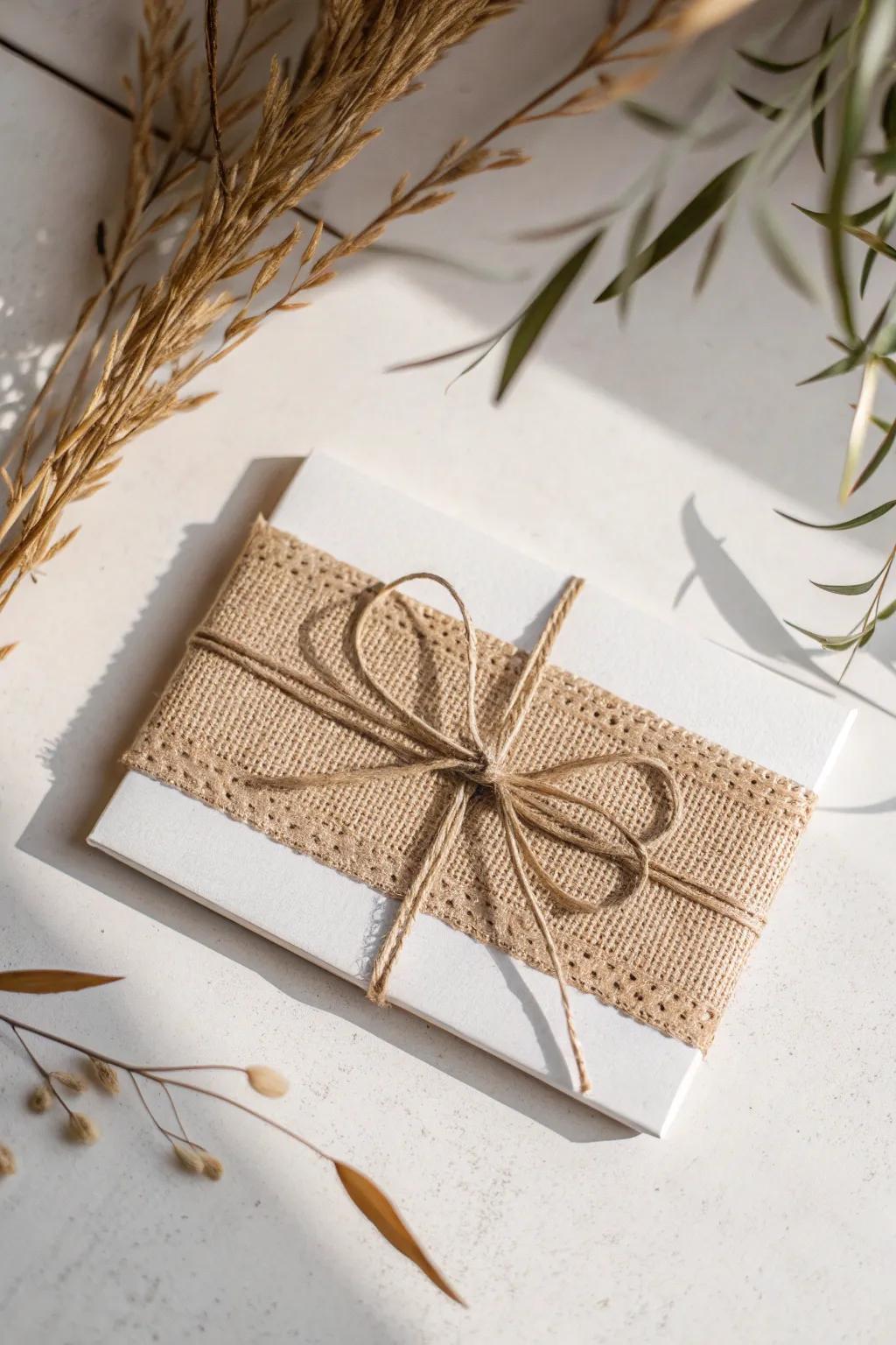 Burlap Beauty: Effortless elegance with a touch of rustic charm.
