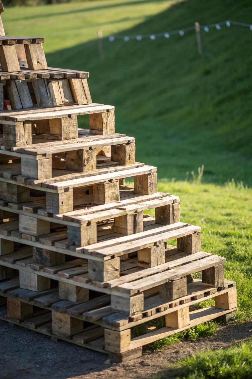 Elevate your goat's playtime with this handcrafted pallet jungle gym!