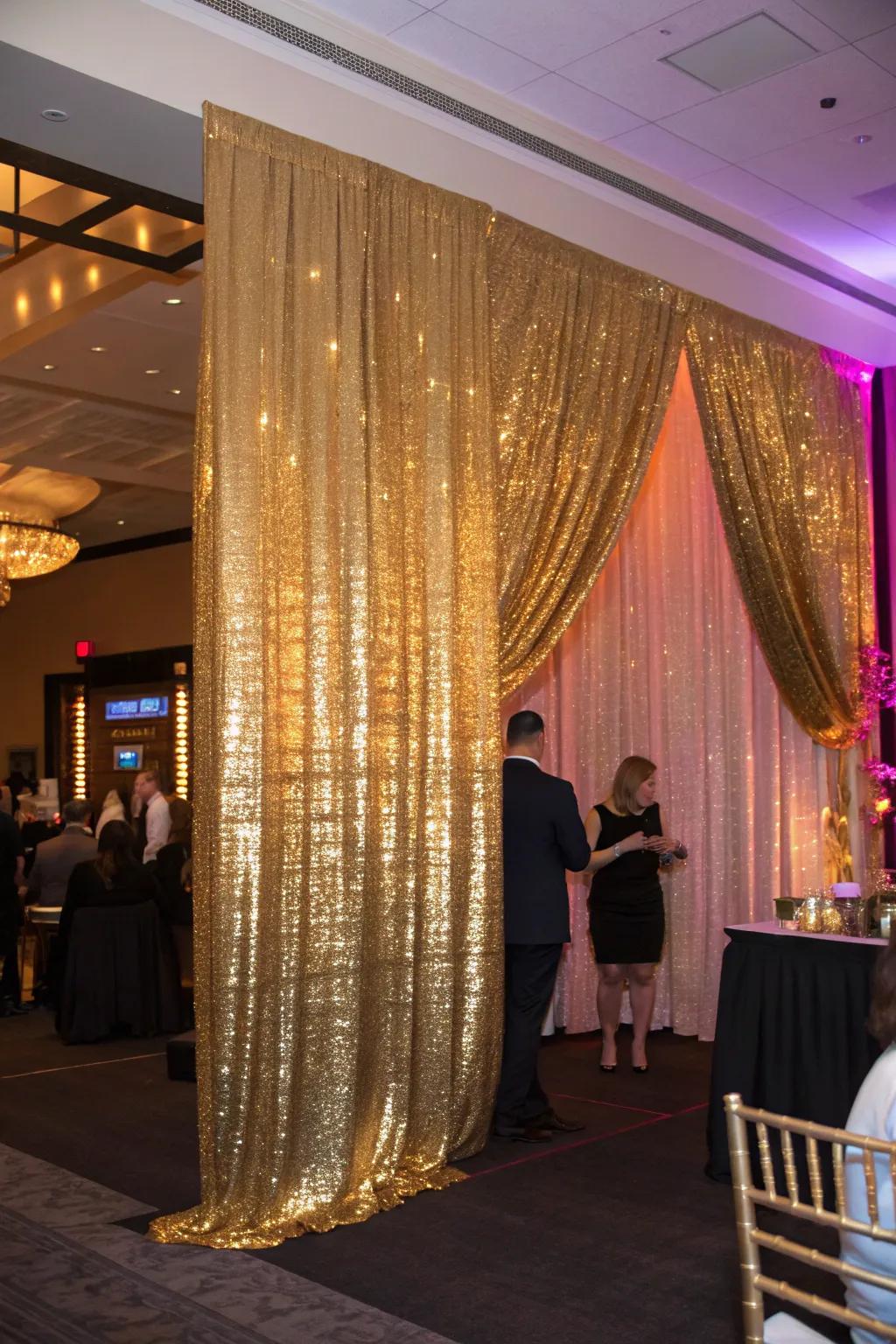 A dazzling gold backdrop perfect for capturing unforgettable party moments.