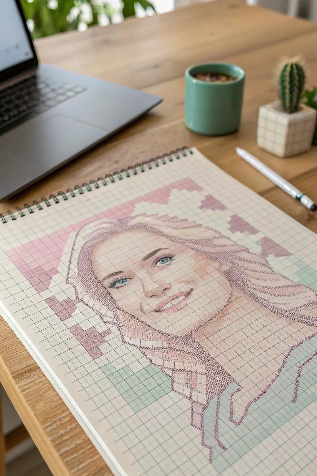 Crafting digital charm with a handmade touch: Pixel art portrait magic!
