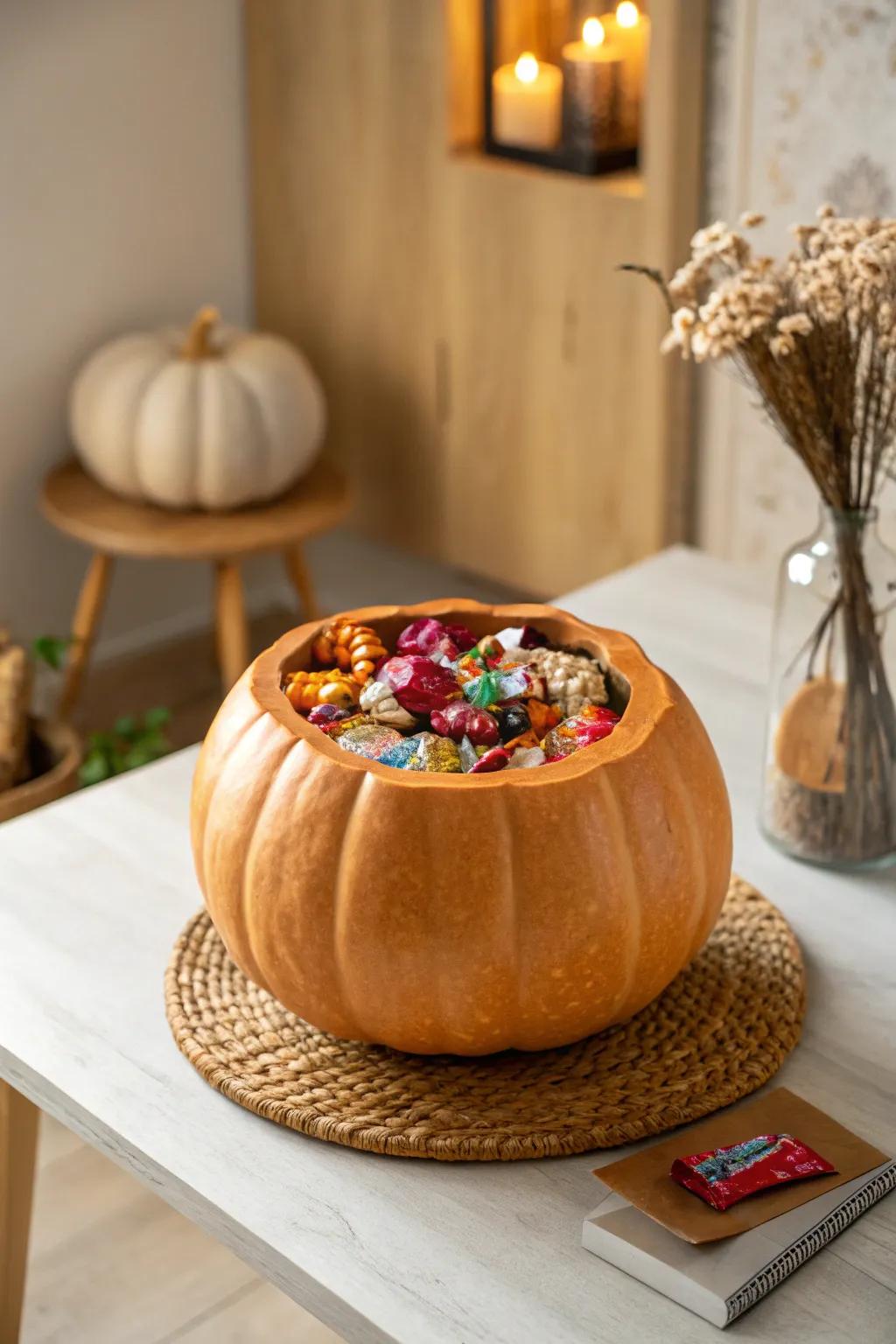 Elevate your Halloween decor with a Pumpkin Patch Bowl, where festive charm meets minimalist elegance. 🍬🎃