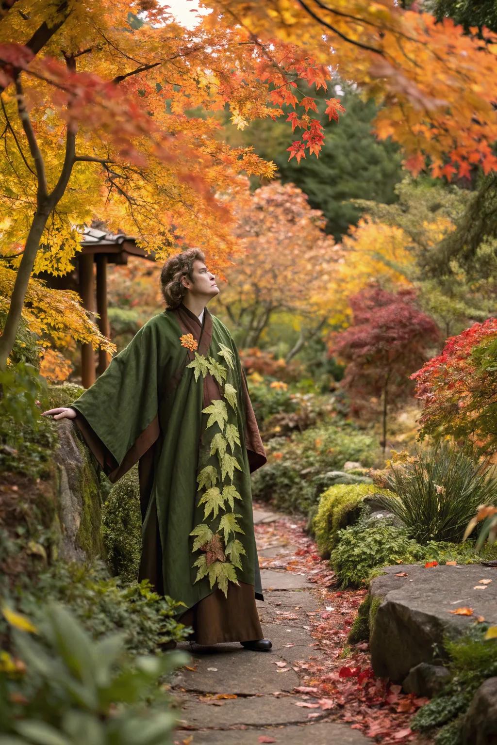 Embrace nature with a mystical forest druid robe.
