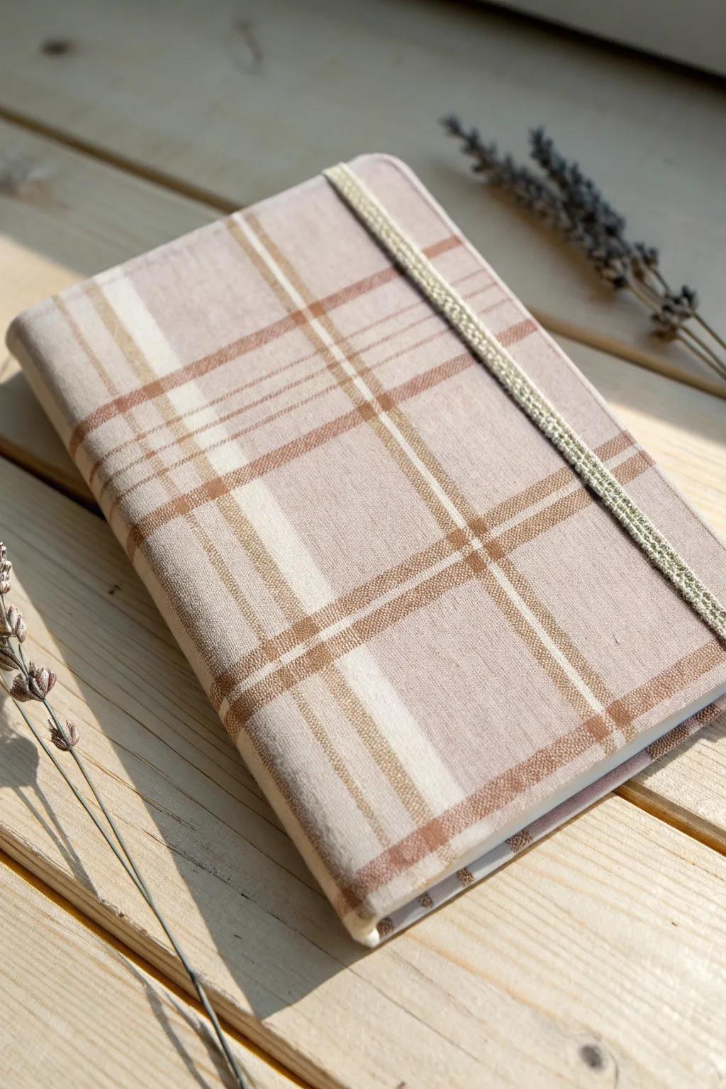 Transform your notebook into a cozy keepsake with a handmade flannel cover. Embrace simplicity and warmth with a personal touch.