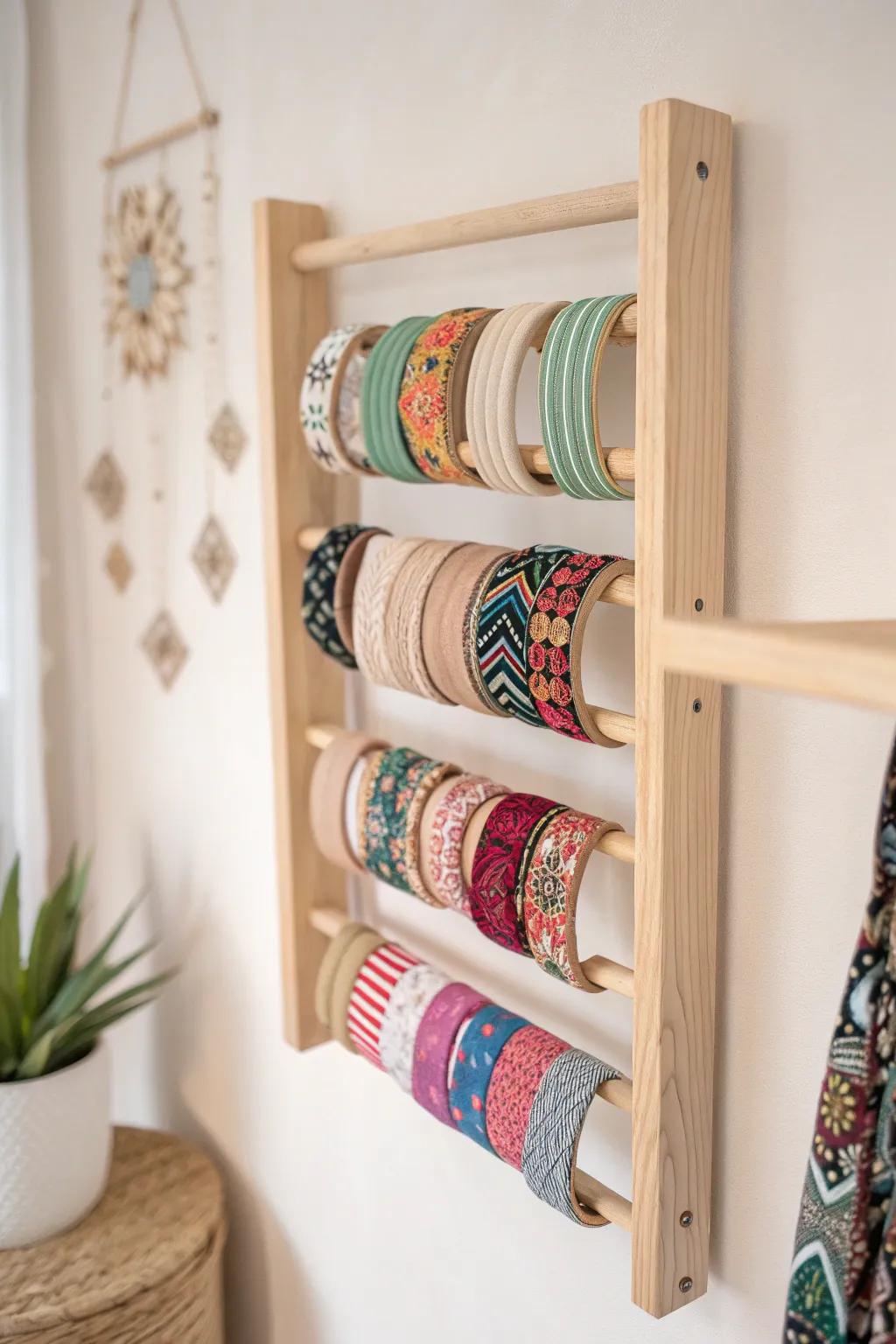 Transform your headbands into decor with this chic wall-mounted organizer.