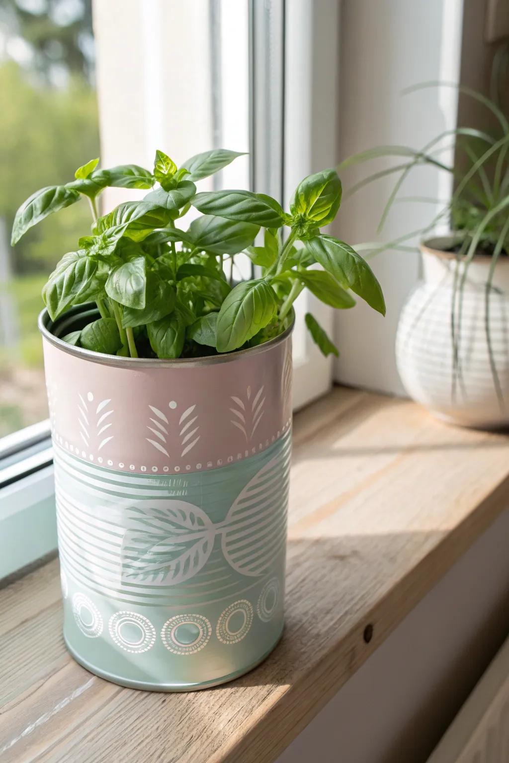 Elevate your windowsill with these charming, repurposed tin can herb planters. Simple, stylish, and sustainable!