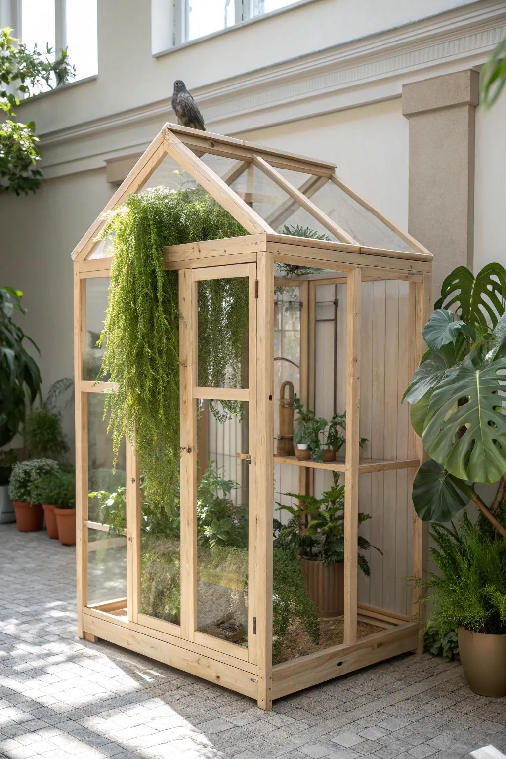 Transform your space into a serene green oasis with this minimalist bird aviary, where nature meets Scandinavian design.