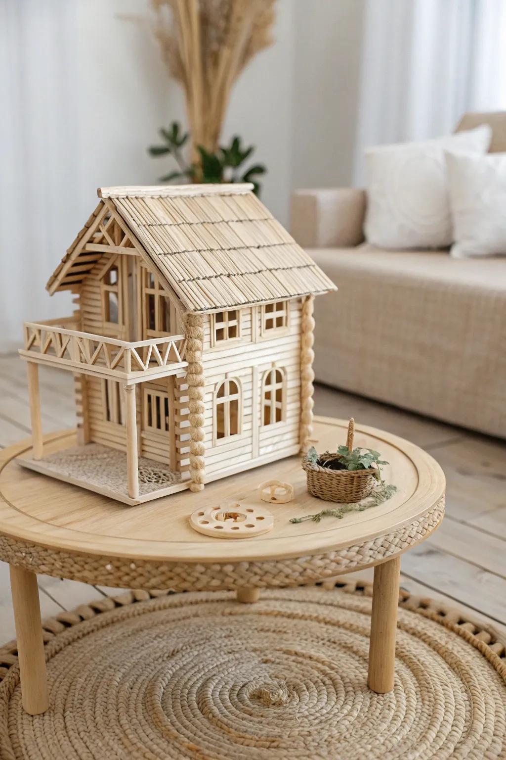 Tiny tables, big charm - handcrafted popsicle stick furniture for your dollhouse dreams.