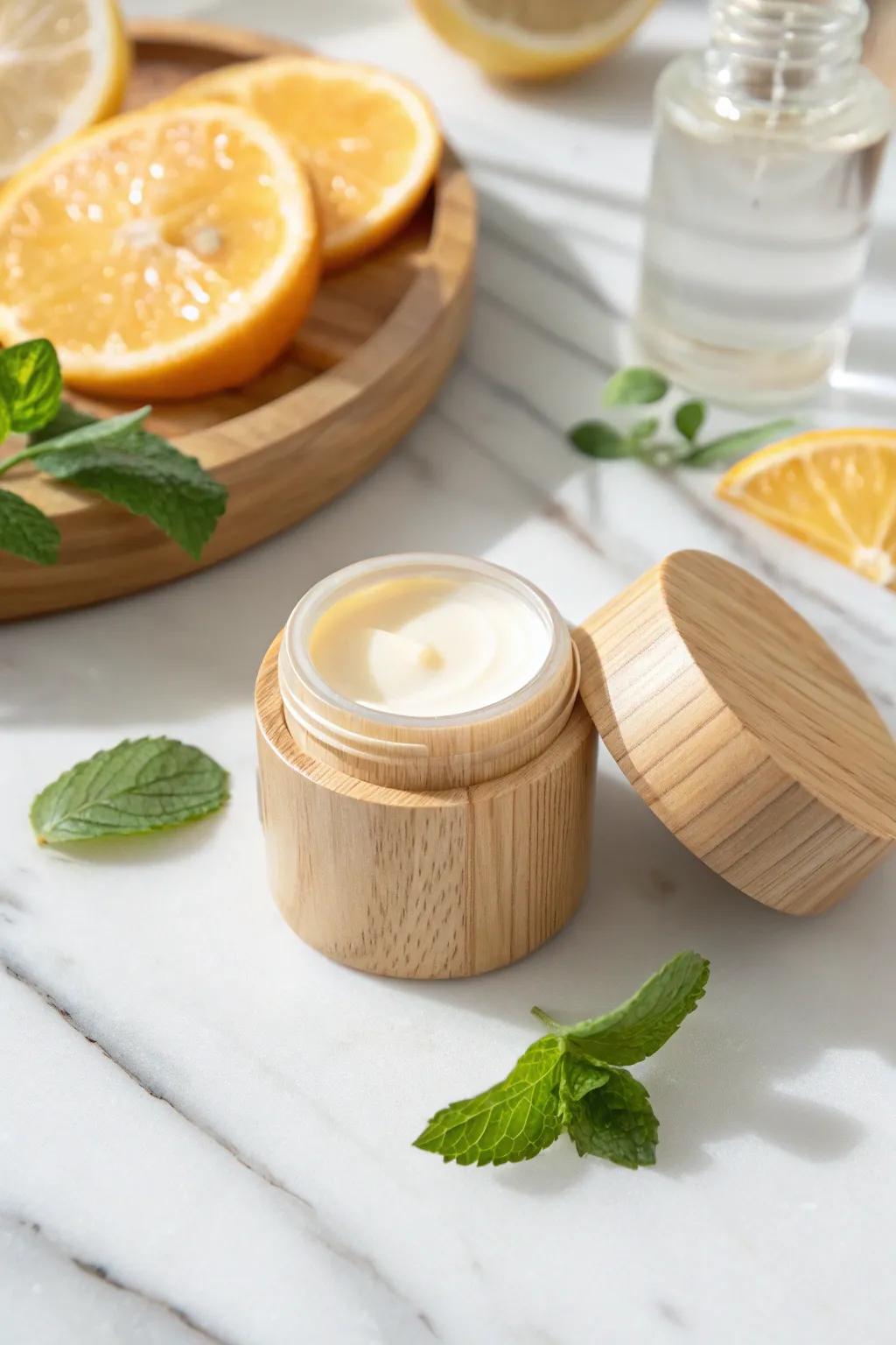 Embrace the refreshing zest of homemade citrusy lip balm – a simple indulgence for your senses.