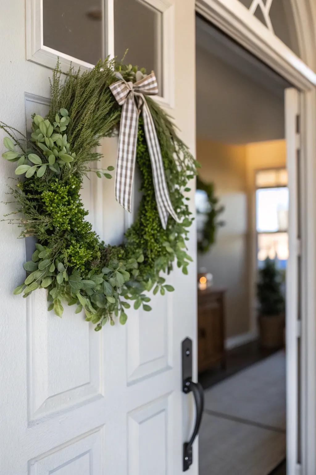 Hassle-free wreath hanging with an over-the-door hanger.