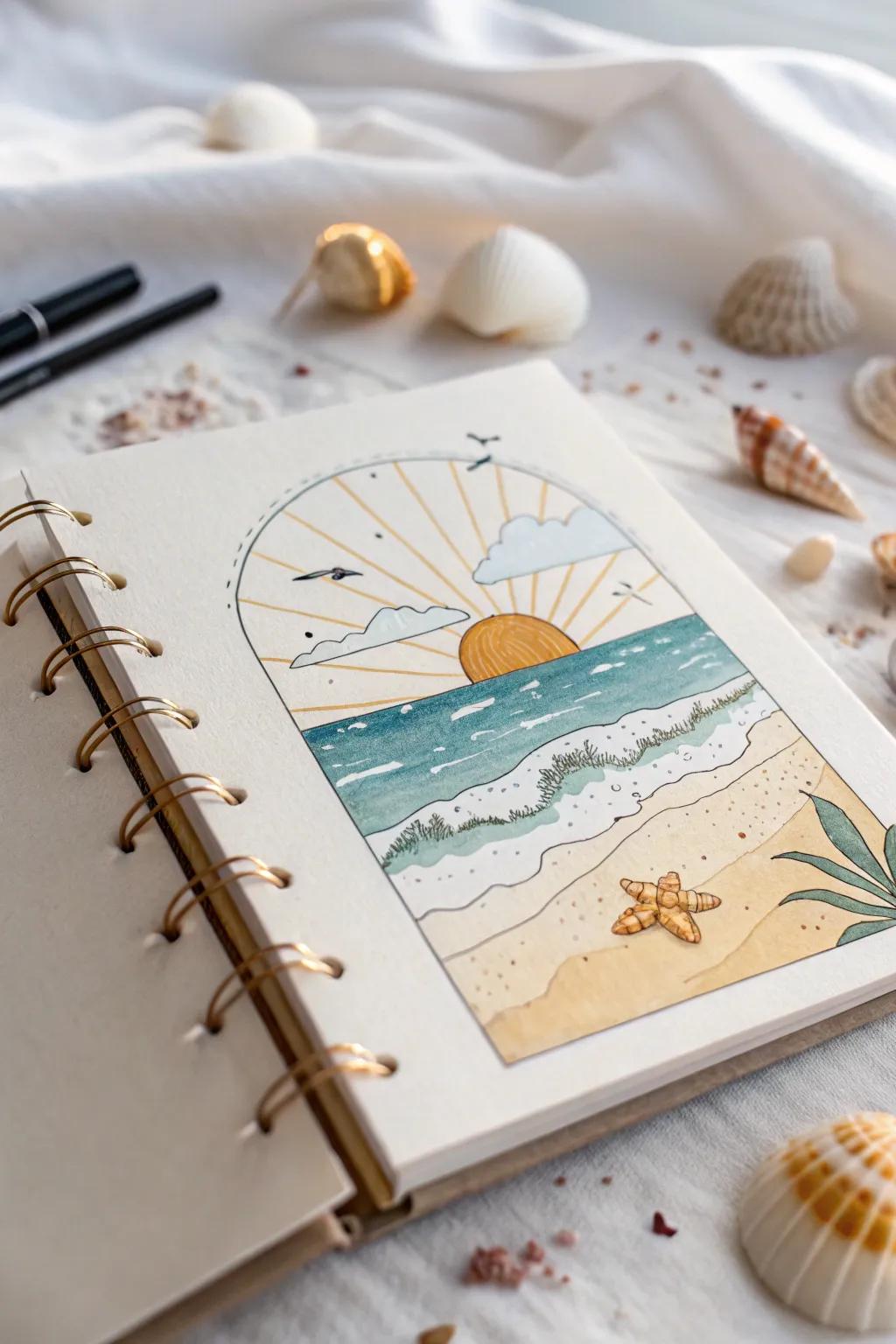 Embrace tranquil beach vibes in your journal with this minimalist cover design.
