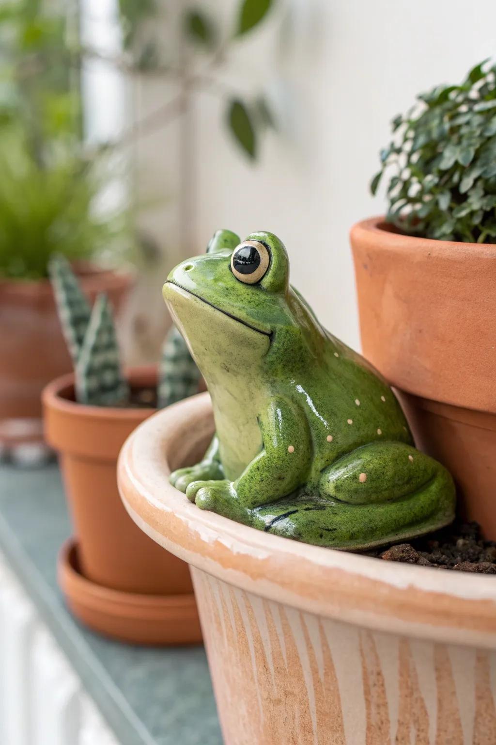 Add a playful touch to your garden with these charming, glossy frog figurines!