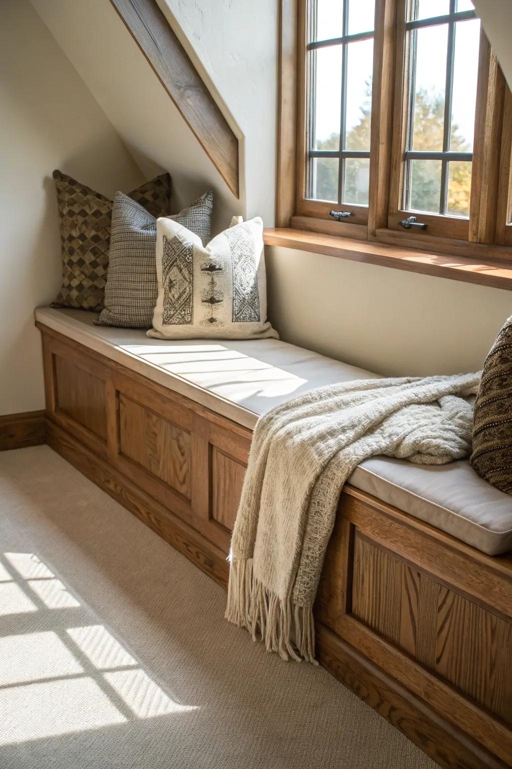 Transform your loft with a handcrafted bench seat for the ultimate cozy retreat.