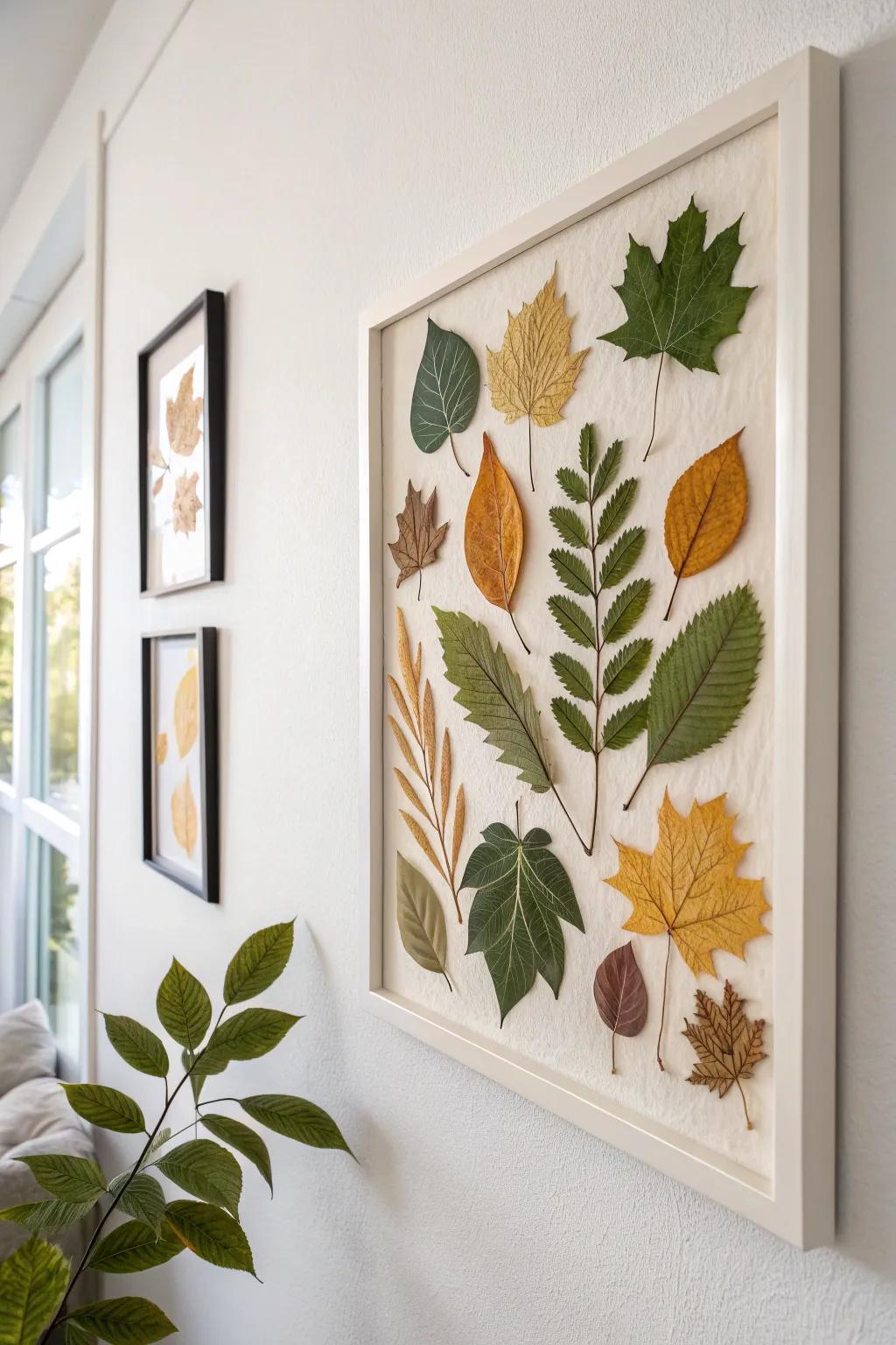 Transform your space with the serene elegance of nature-inspired leaf collages. 🌿✨ #LeafArt #ScandiBoho