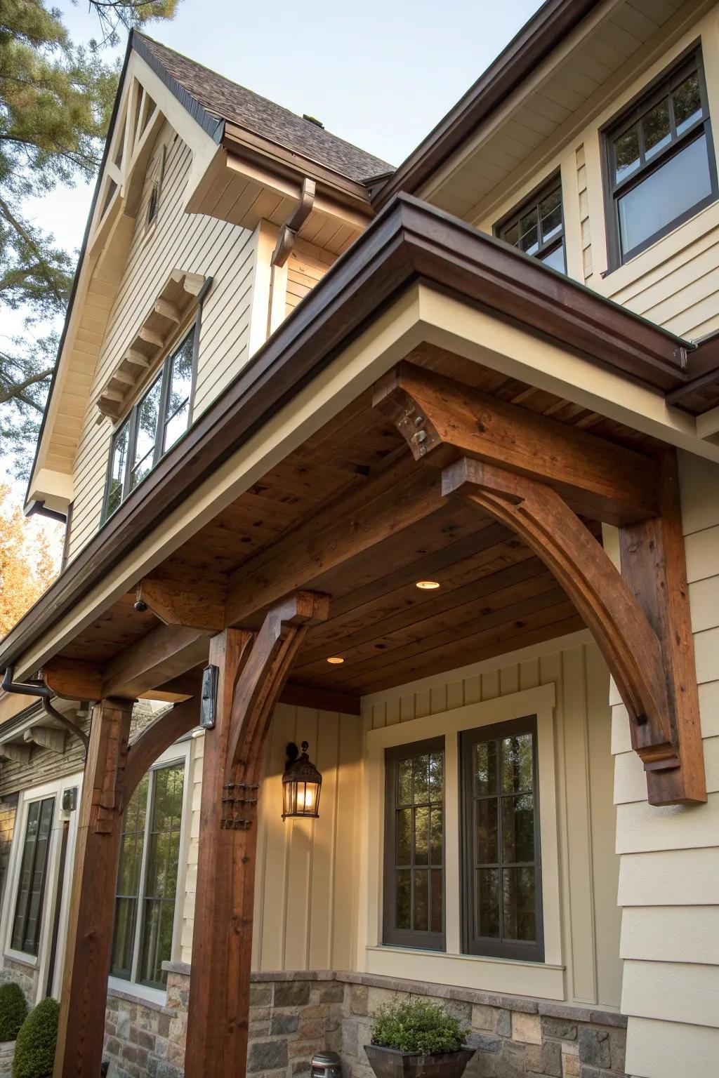 Attached Elegance: Craftsmanship meets style in this seamless porch roof integration.