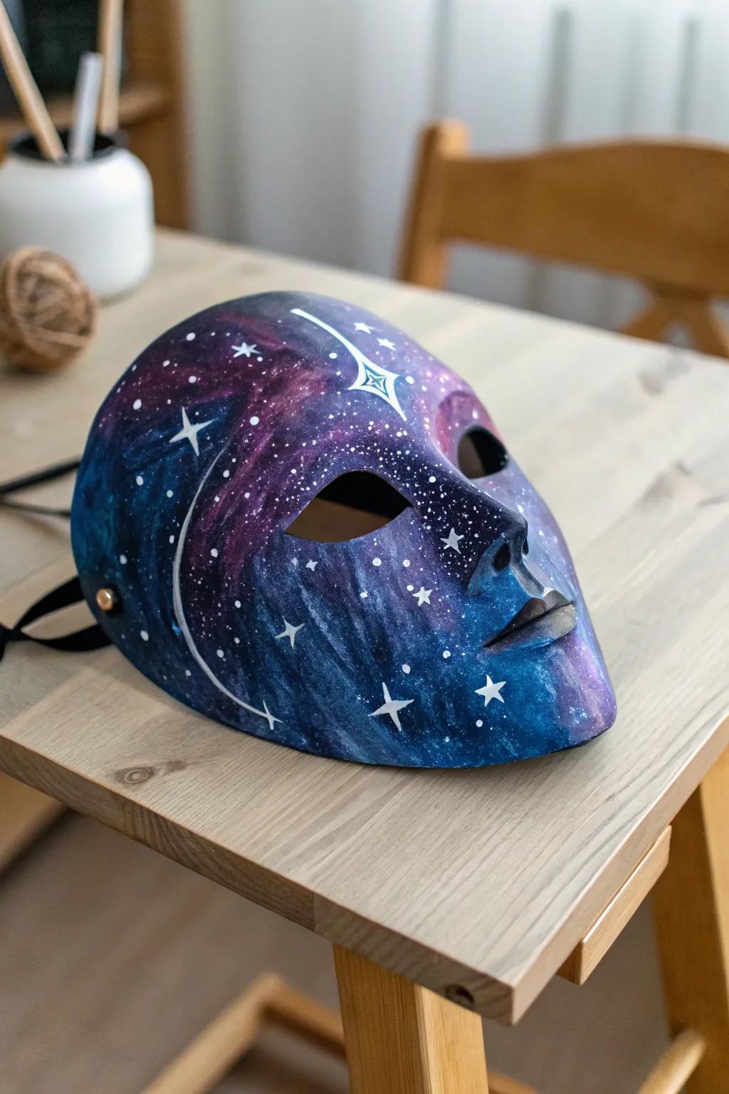 Wear the universe with this stunning galaxy mask, where artistry meets the cosmos.