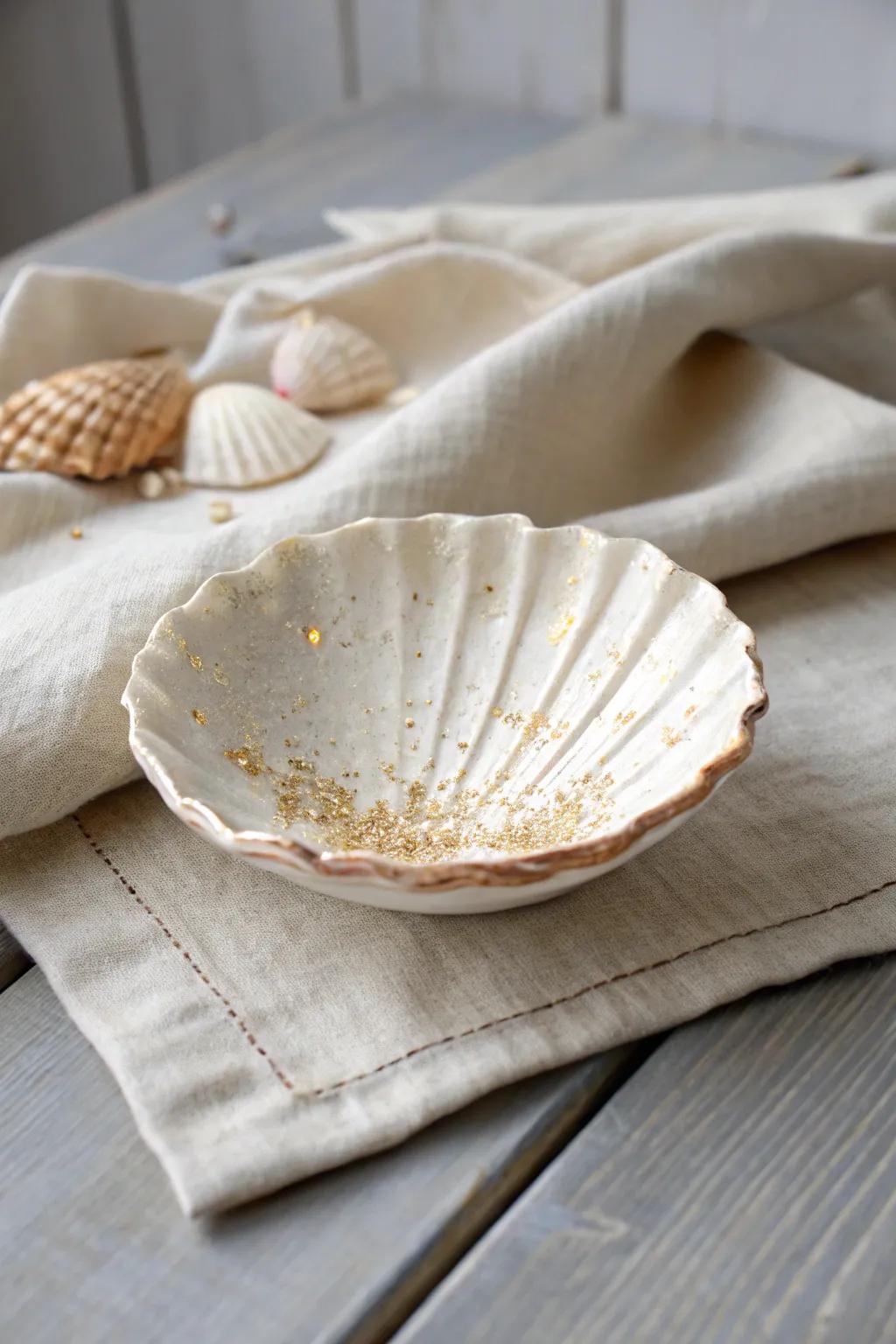 Transform your beach treasures into chic seashell trinket dishes—a touch of coastal elegance for your home.