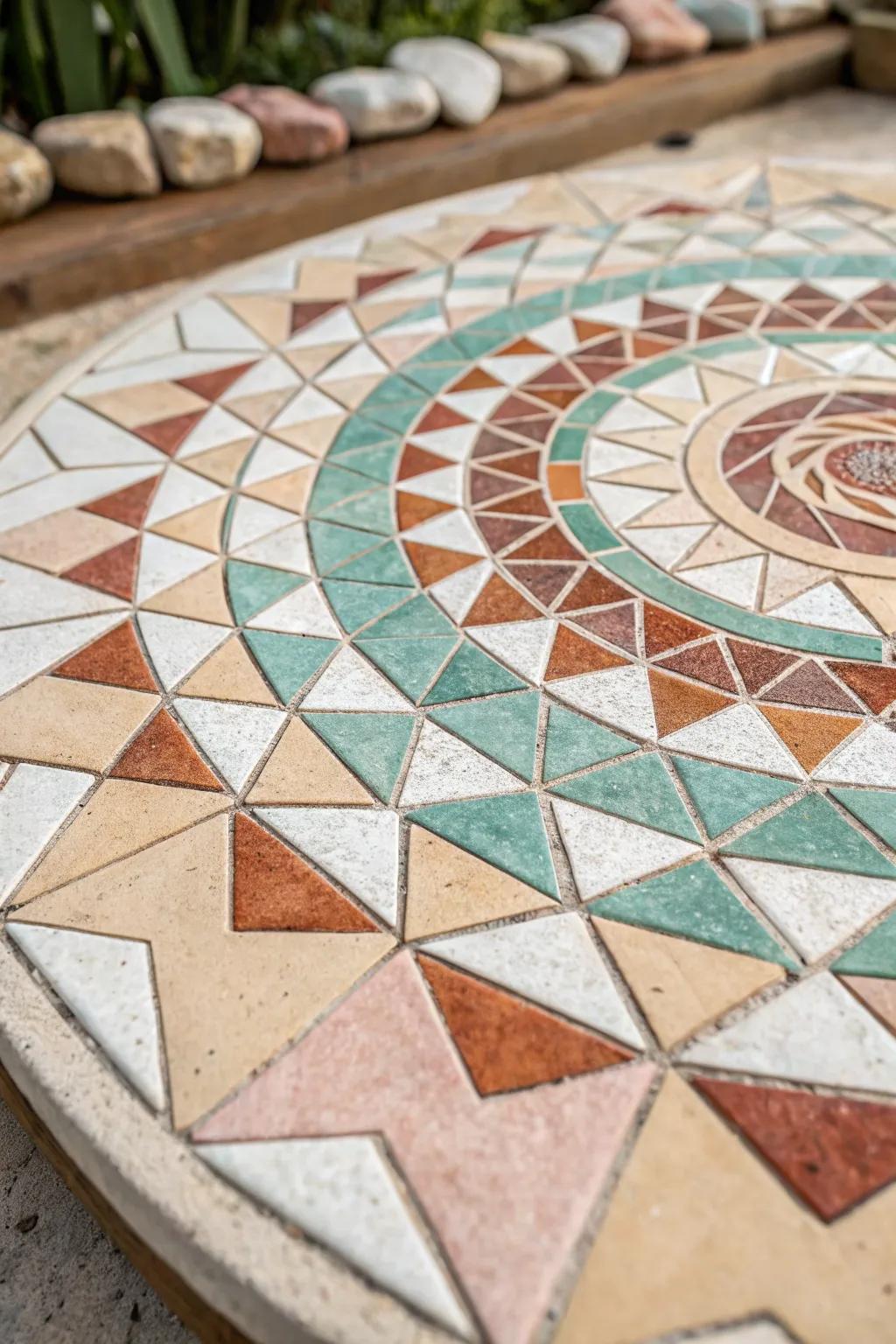 Unveil the beauty of geometry with this mesmerizing mosaic masterpiece.