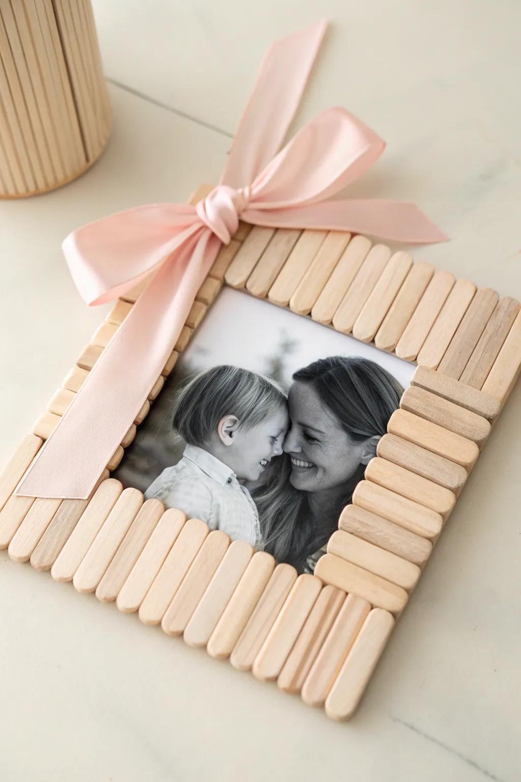 Capture love in the simplest of crafts: A heartfelt photo frame perfect for Mother's Day.