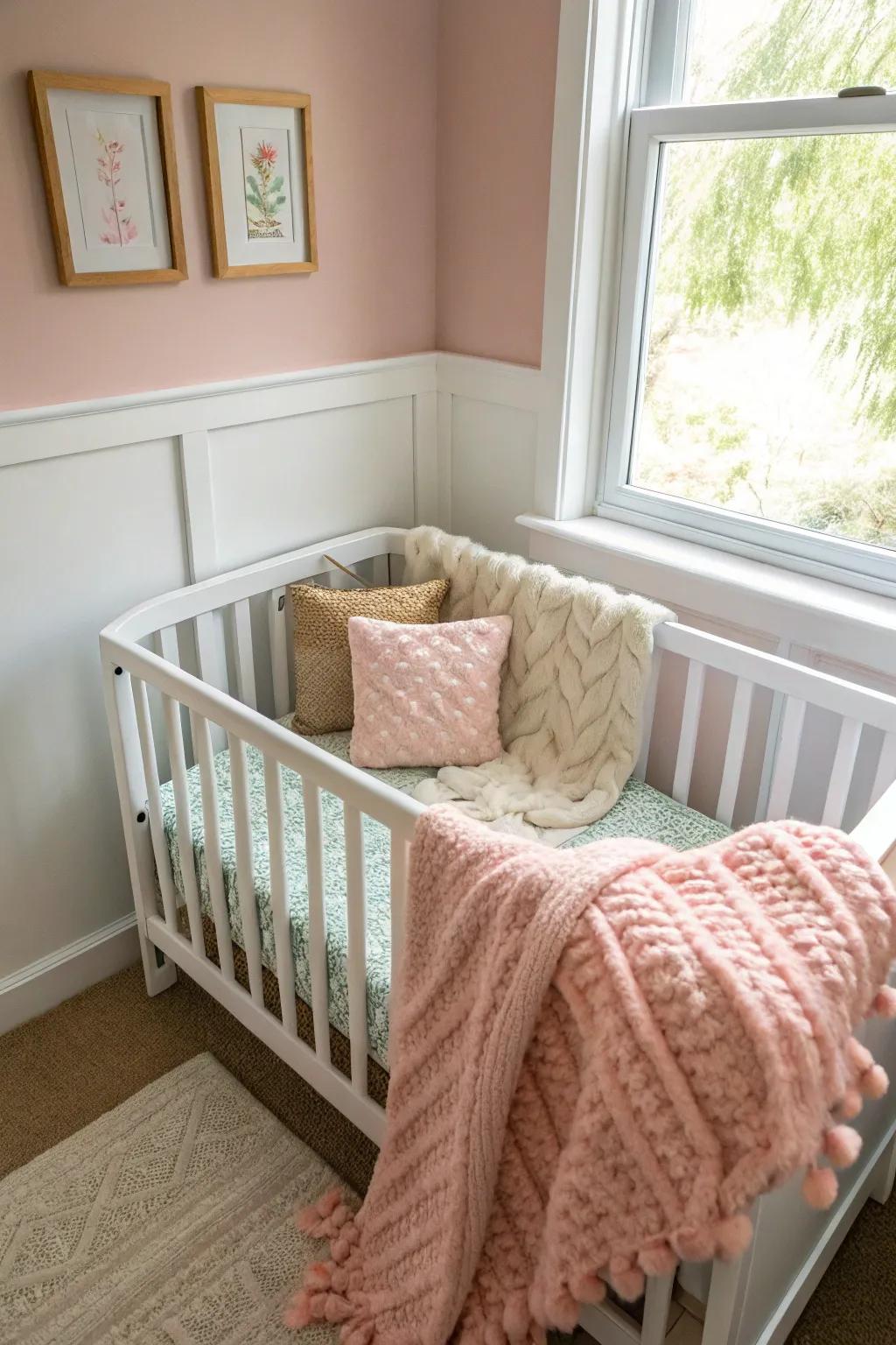 Compact cribs are ideal for saving space in a nursery nook.