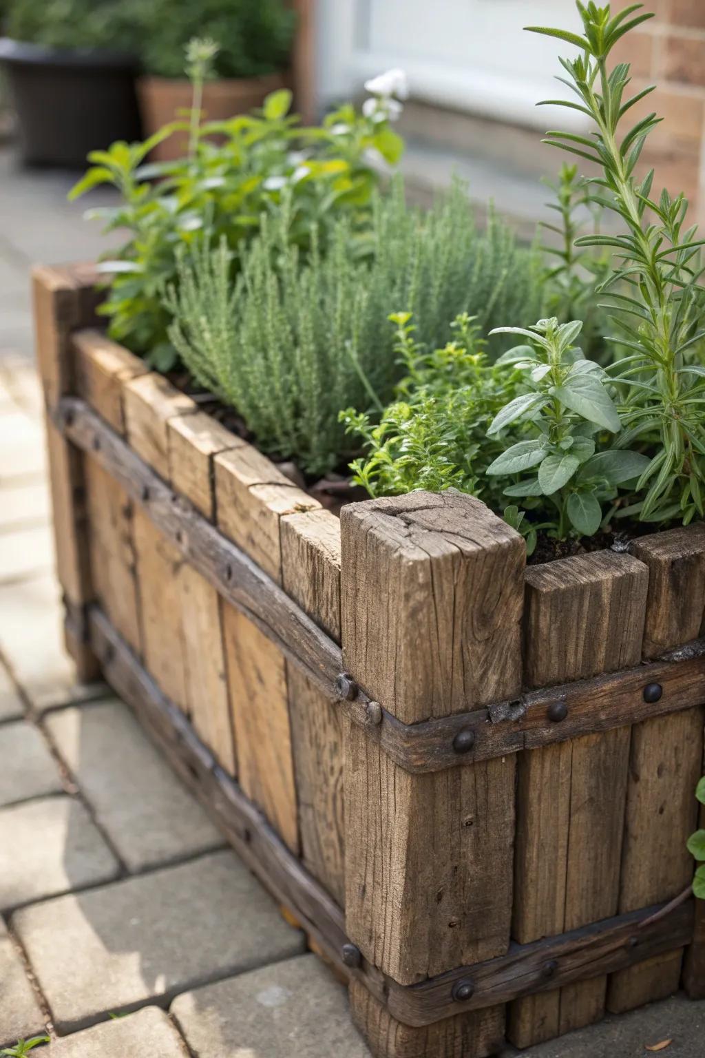 Elevate your garden with rustic charm: handcrafted planters from reclaimed fence wood.