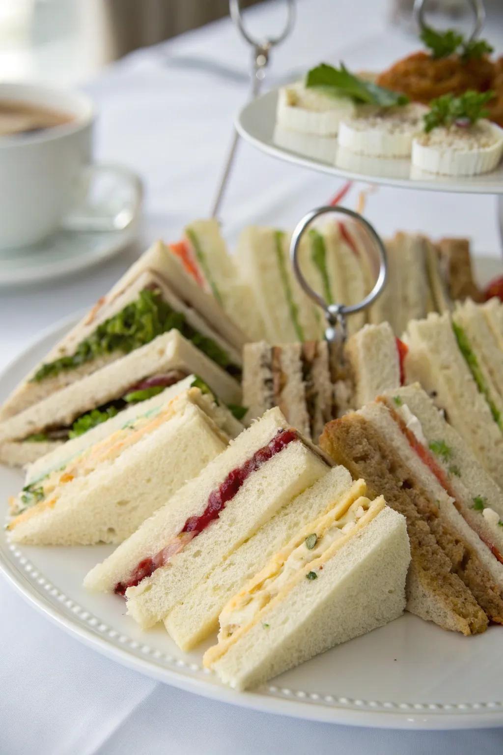 Finger sandwiches add a touch of sophistication to any gathering.