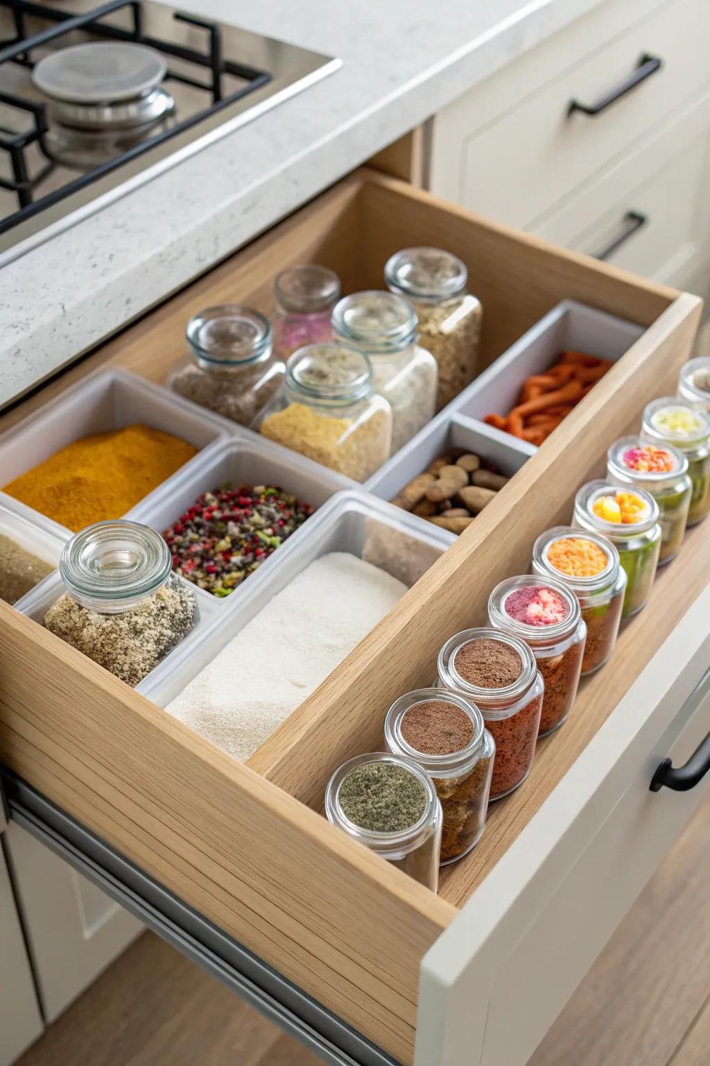 Transform your kitchen with the magic of clear containers: see everything at a glance with minimalist elegance.