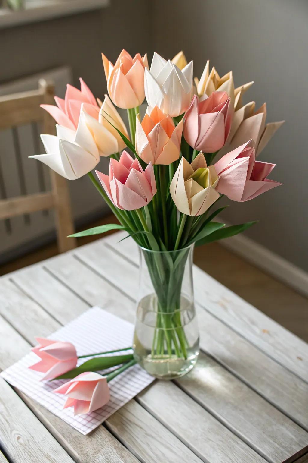 Celebrate Mother's Day with everlasting beauty – a charming origami tulip bouquet!