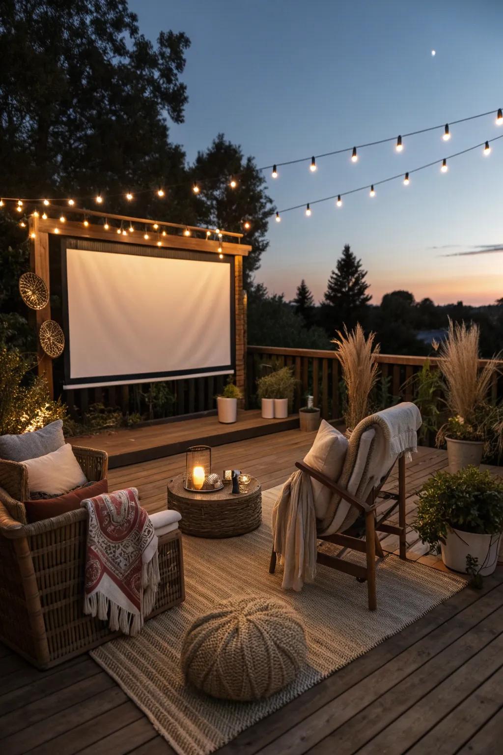 Transform your deck into a cinematic escape with a touch of rustic elegance.