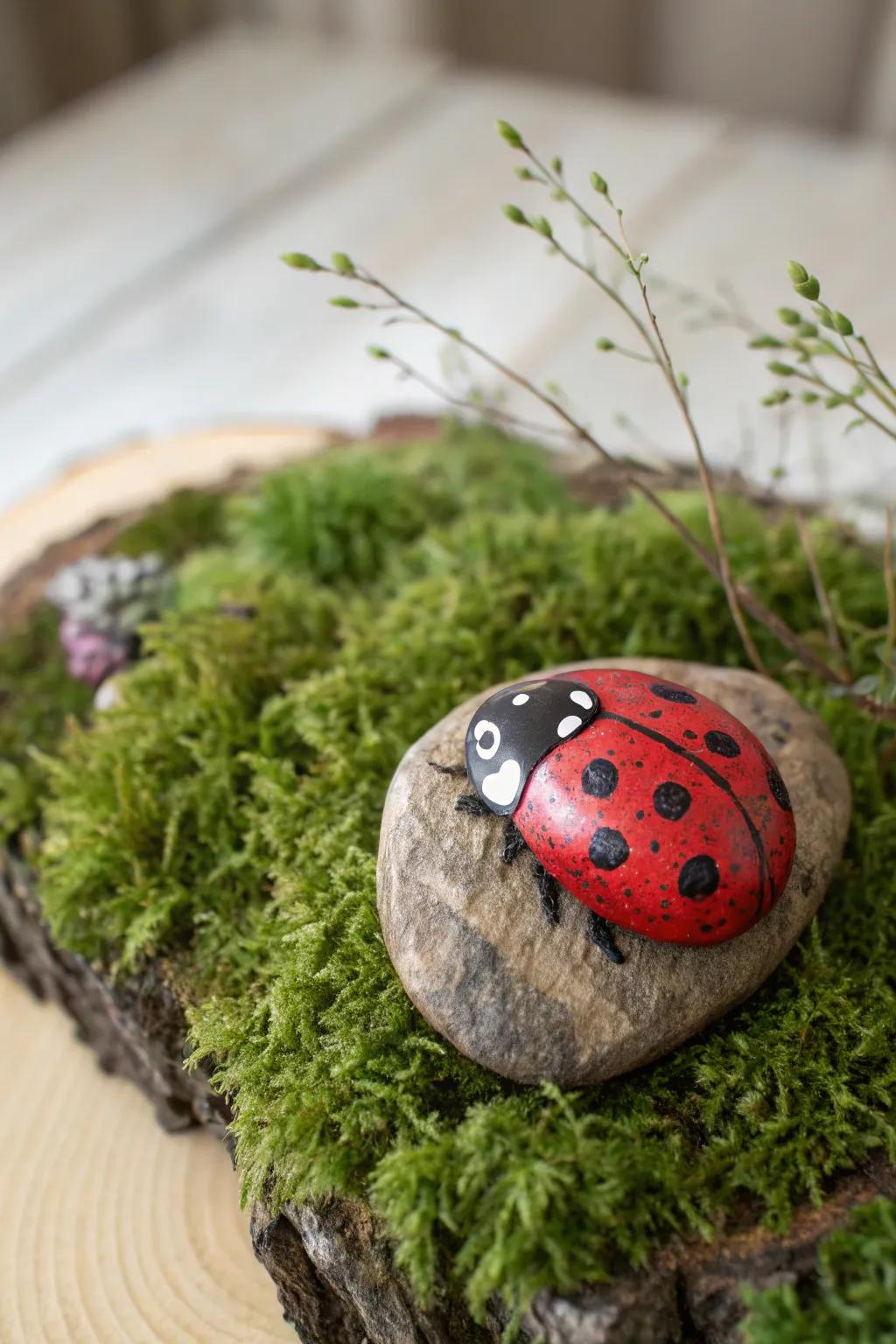 Bring whimsy to your garden with charming ladybug rocks, a perfect blend of nature and art.