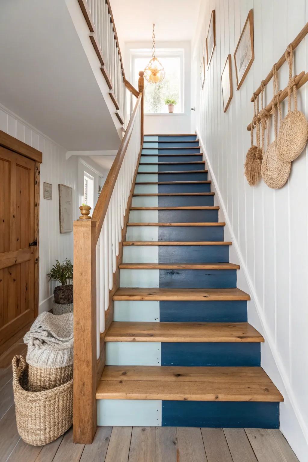 Elevate your space with a stunning ombre staircase for a modern, elegant touch.