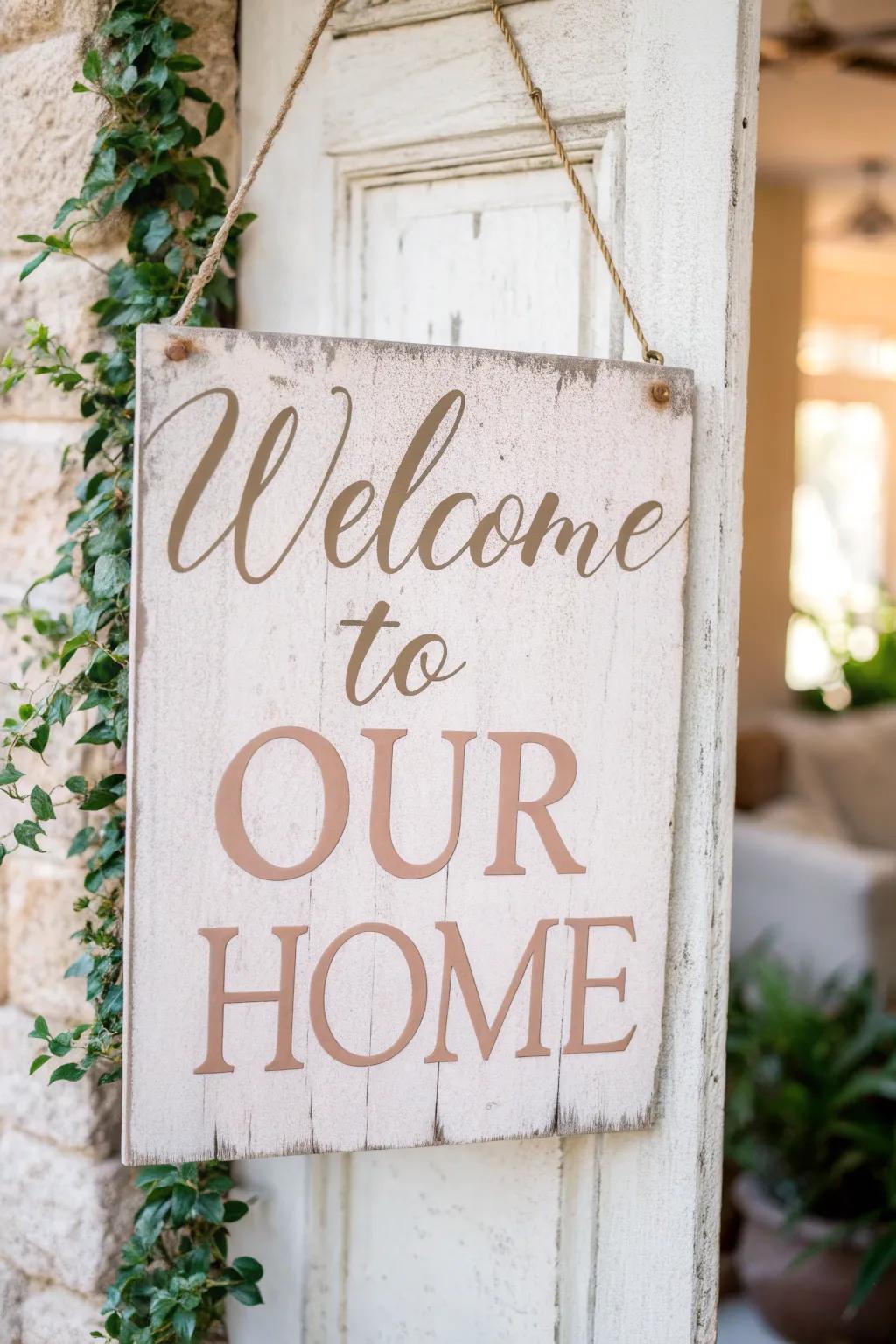 Invite warmth and simplicity to your doorstep with a handcrafted welcome sign.