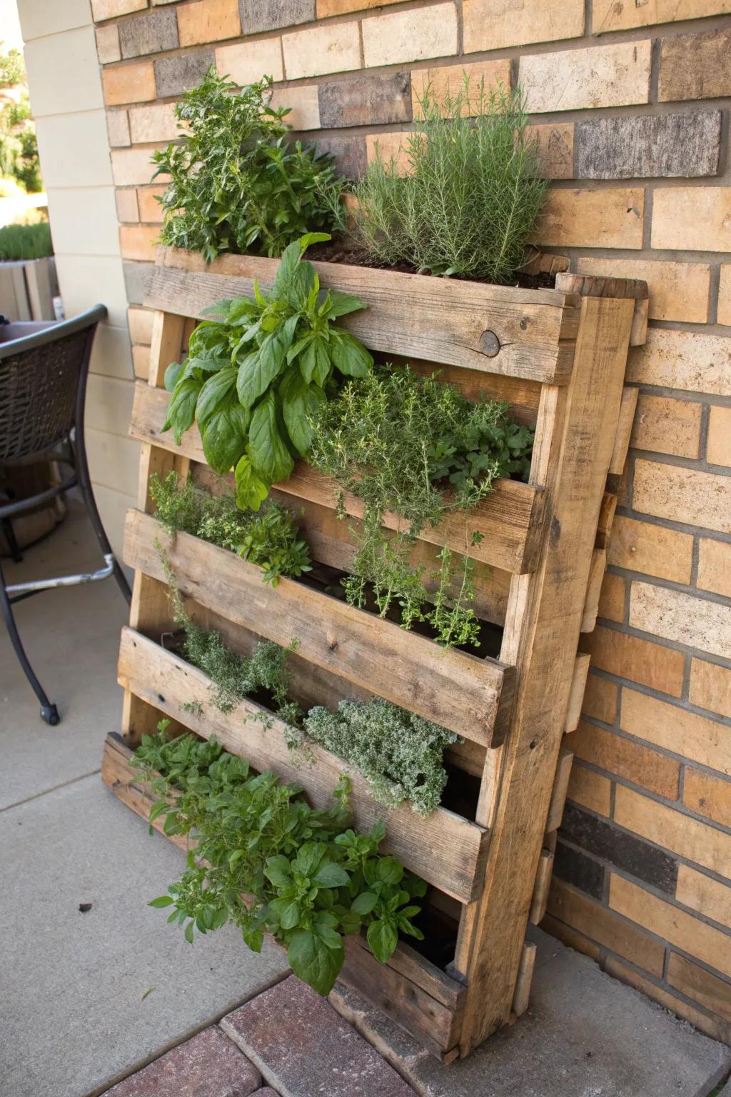 Transform your space with a handcrafted vertical herb garden—fresh herbs within arm's reach in style!