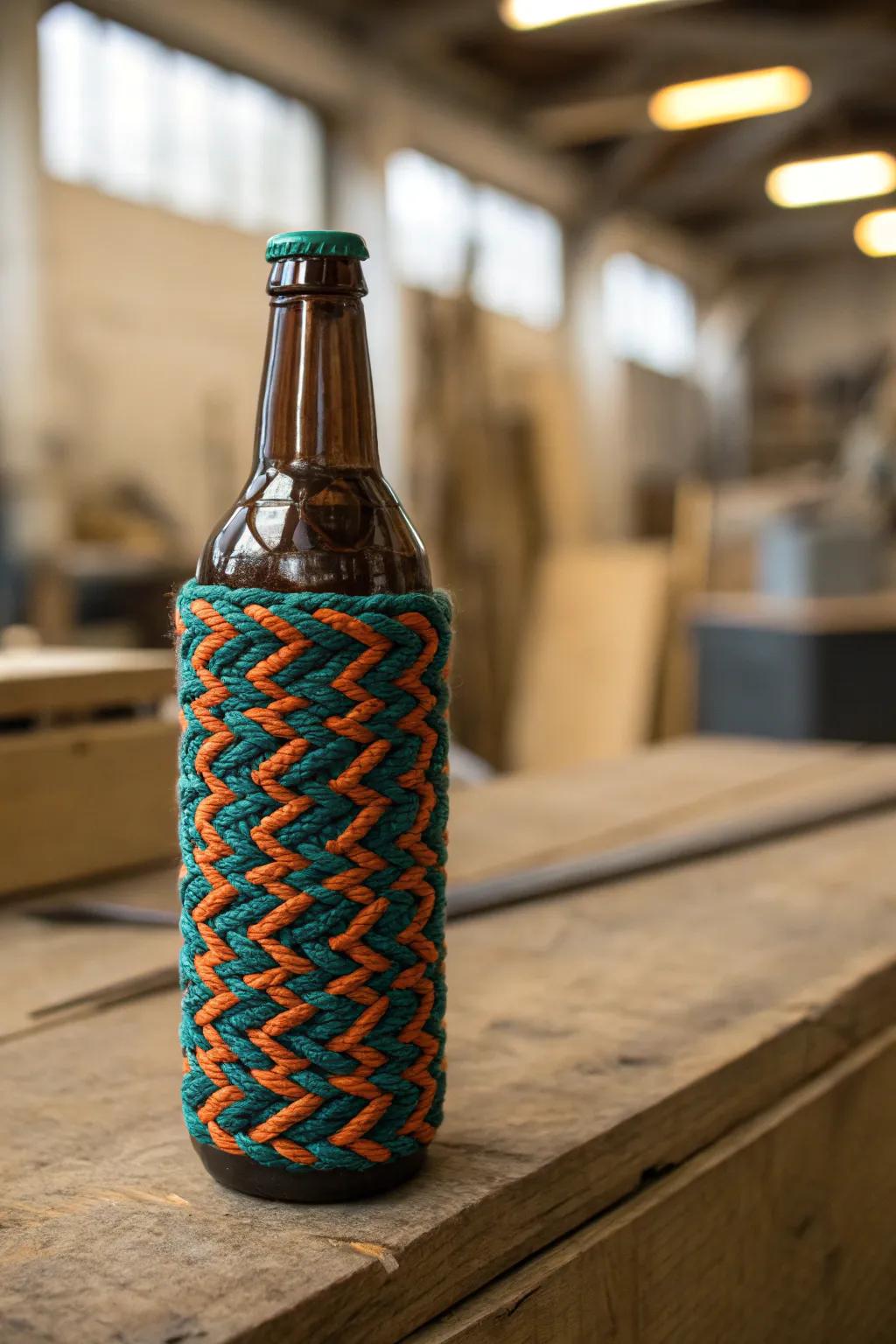 Transform your space with the art of paracord-wrapped bottles – a perfect blend of color and craftsmanship.