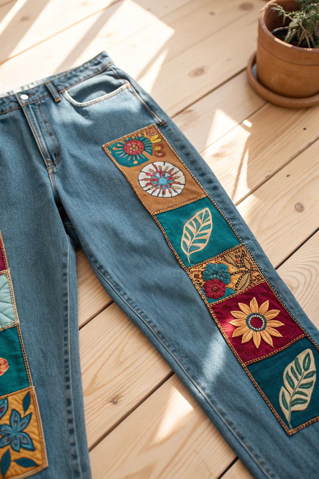Revive your favorite jeans with a splash of vibrant patches for a chic, personalized touch!