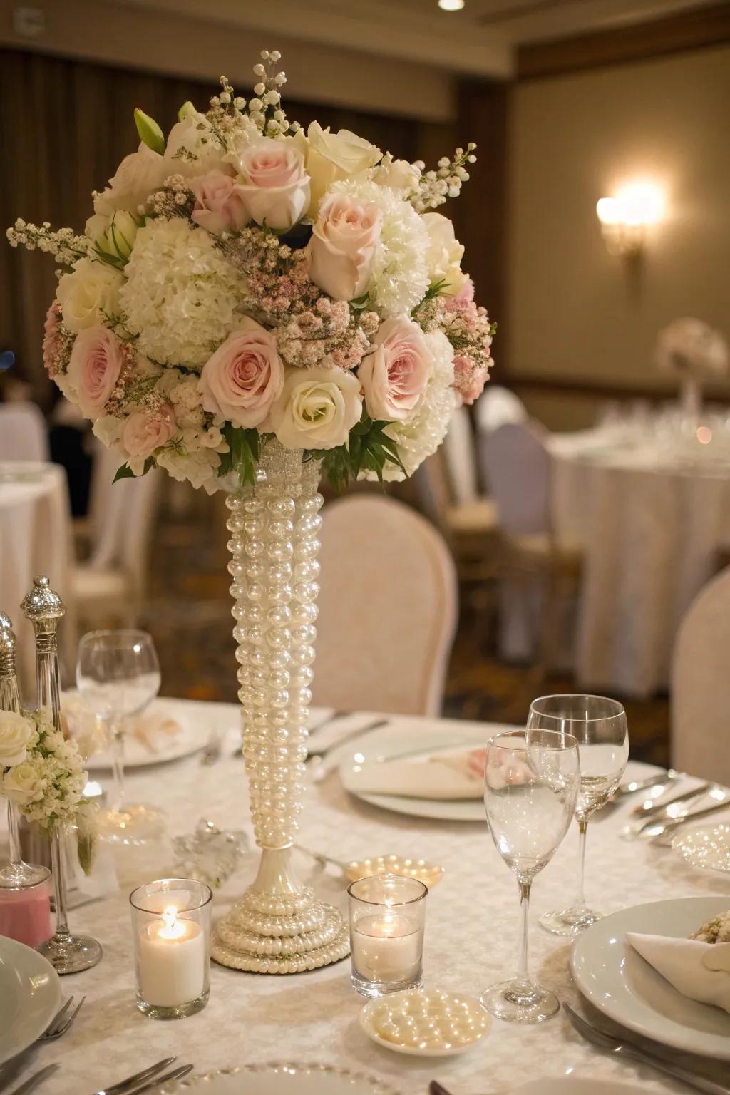 Create dreamy wedding tablescapes with pearl accents.