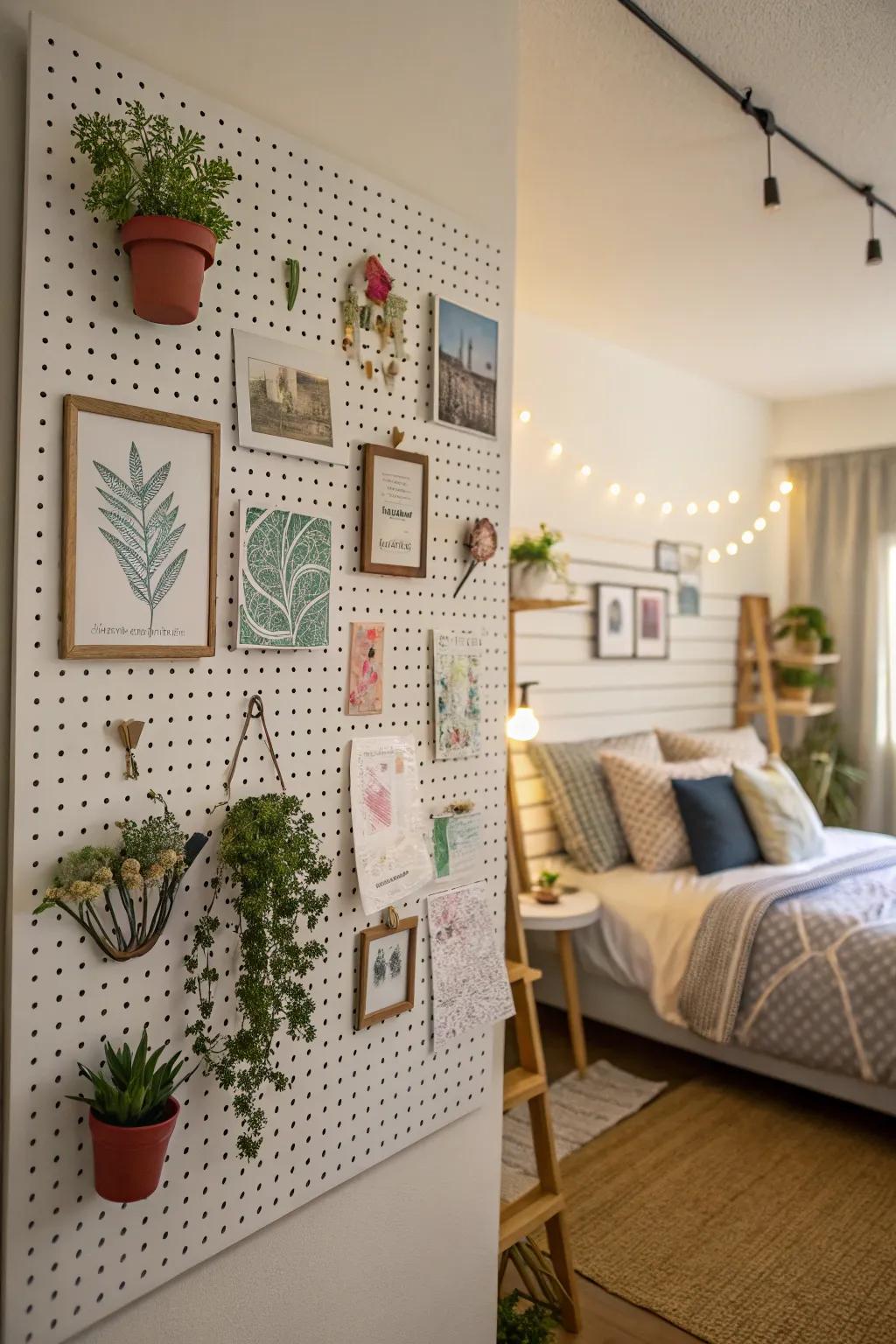 An entire pegboard wall for endless customization.