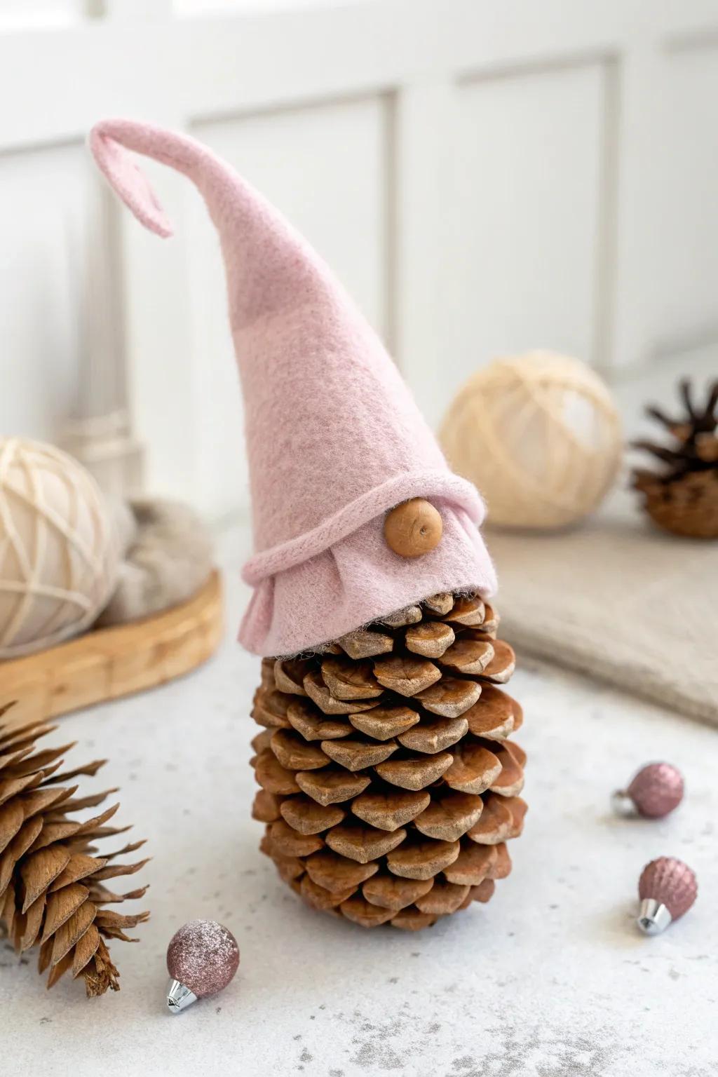 Whimsical Pine Cone Gnome: A touch of handcrafted charm for your home.