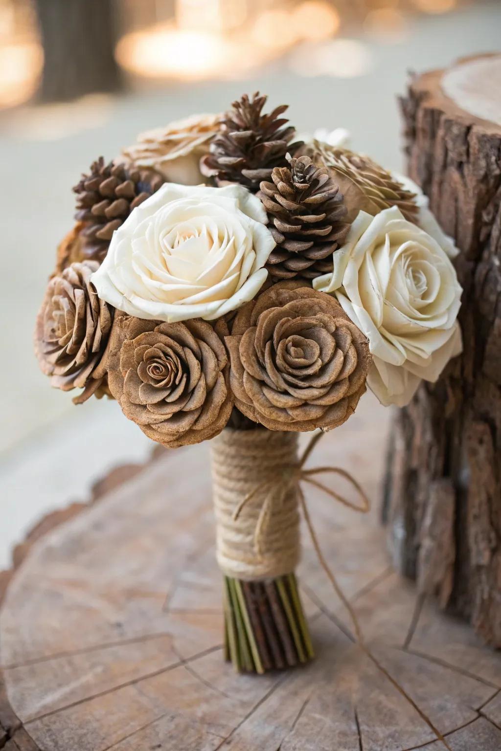 Discover timeless beauty with a handcrafted pinecone rose bouquet, a perfect blend of nature and artistry.