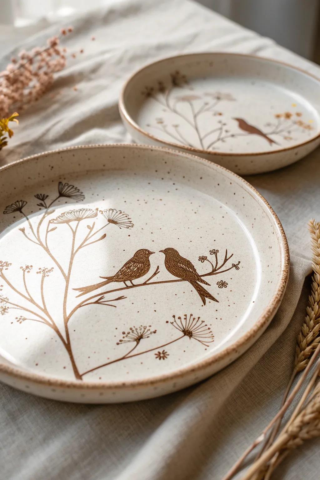 Add a touch of whimsy to your table with these charming lovebirds. 🕊️✨ #ScandinavianStyle #BohoChic #PlateArt