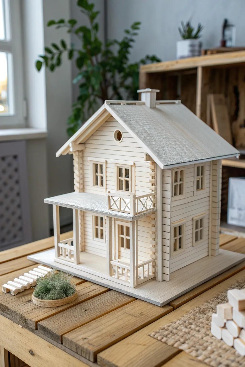 Discover the elegance in simplicity with this modern minimalist popsicle stick house.