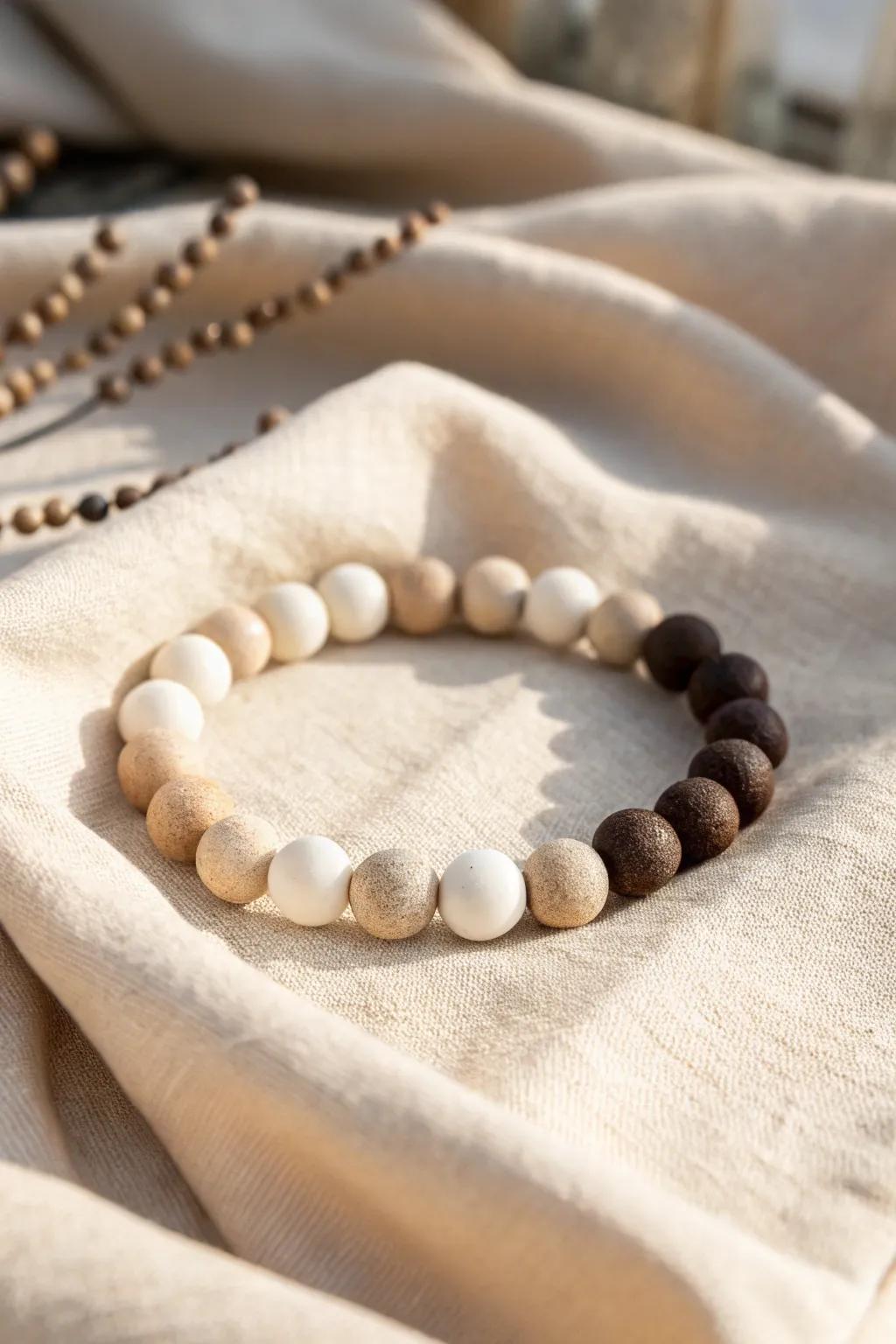 Embrace understated elegance with a monochrome clay bead bracelet, perfect for the minimalist at heart.