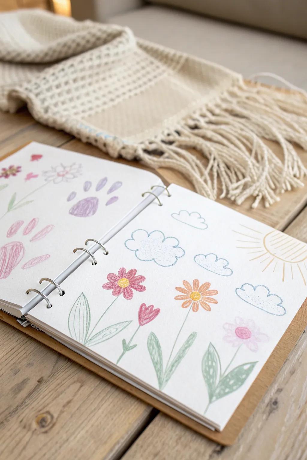 Capture the growth of your little one with handprints and drawings—cherished memories in the making.