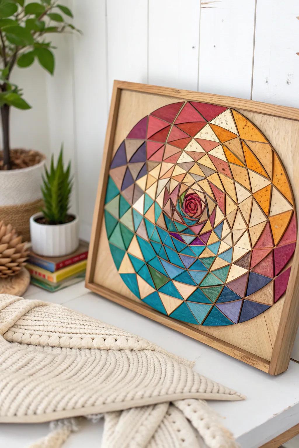 Discover the magic of vibrant color patterns in Pythagorean spiral art, where every hue tells a story of creativity and adventure.